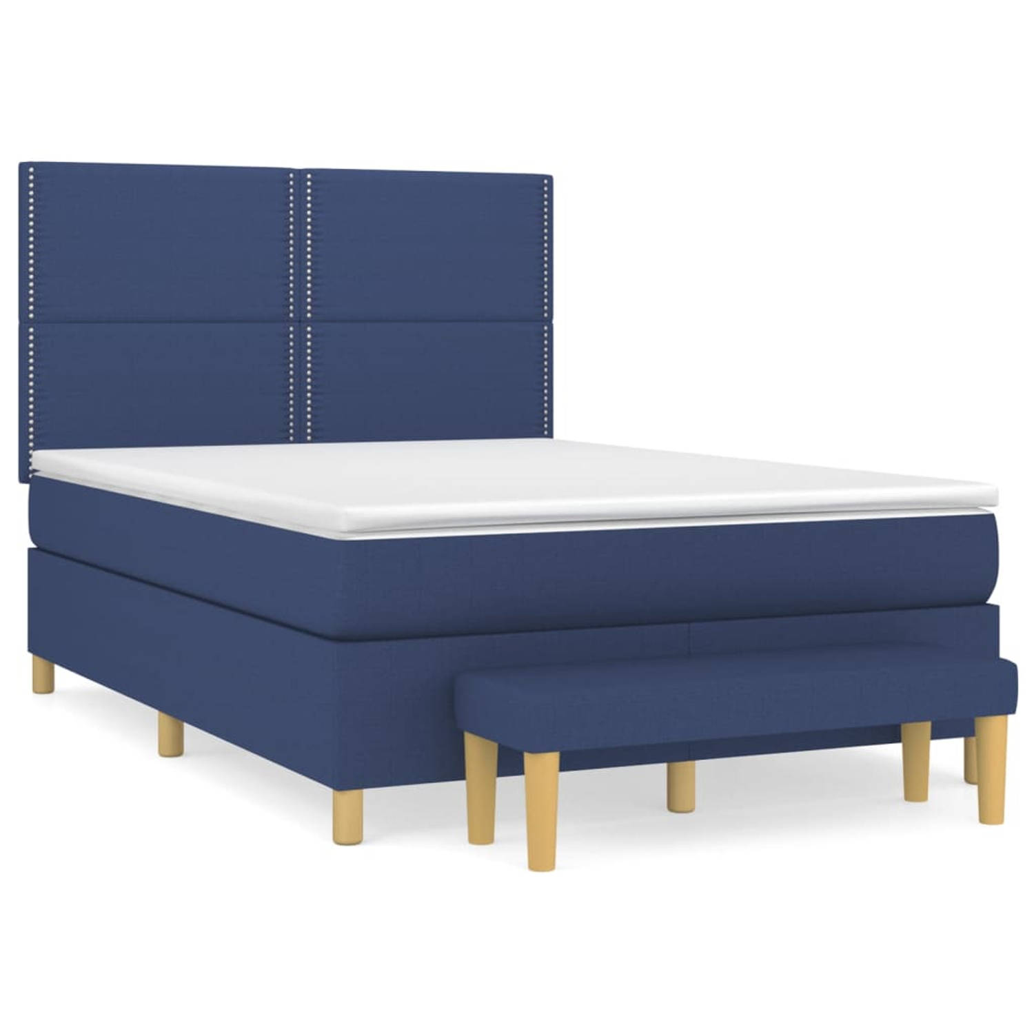 The Living Store Boxspring met matras stof blauw 140x200 cm - Boxspring - Boxsprings - Pocketveringbed - Bed - Slaapmeubel - Boxspringbed - Boxspring Bed - Eenpersoonsbed - Bed Met