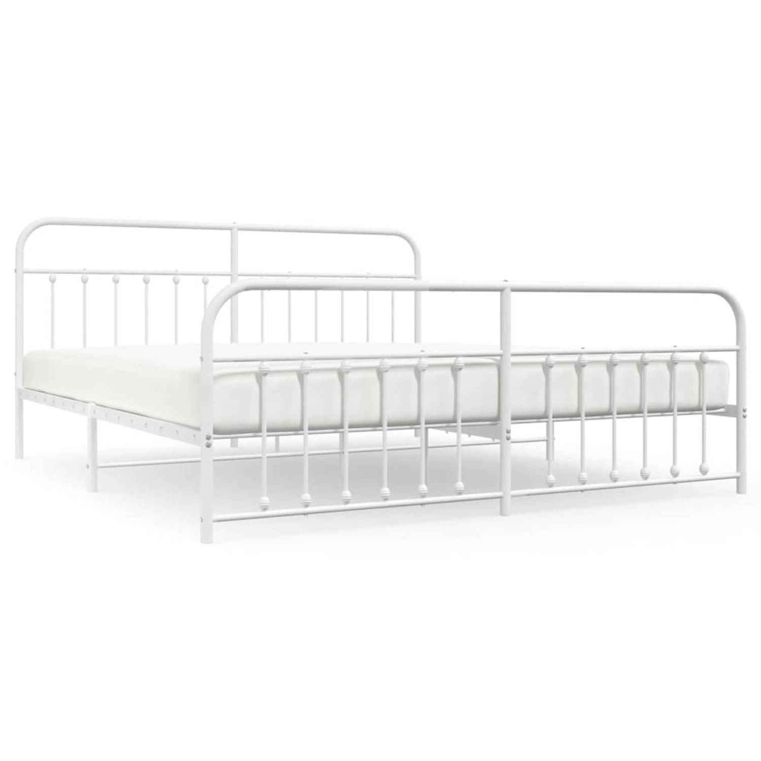 The Living Store Bedframe met hoofd- en voeteneinde metaal wit 193x203 cm - Bed