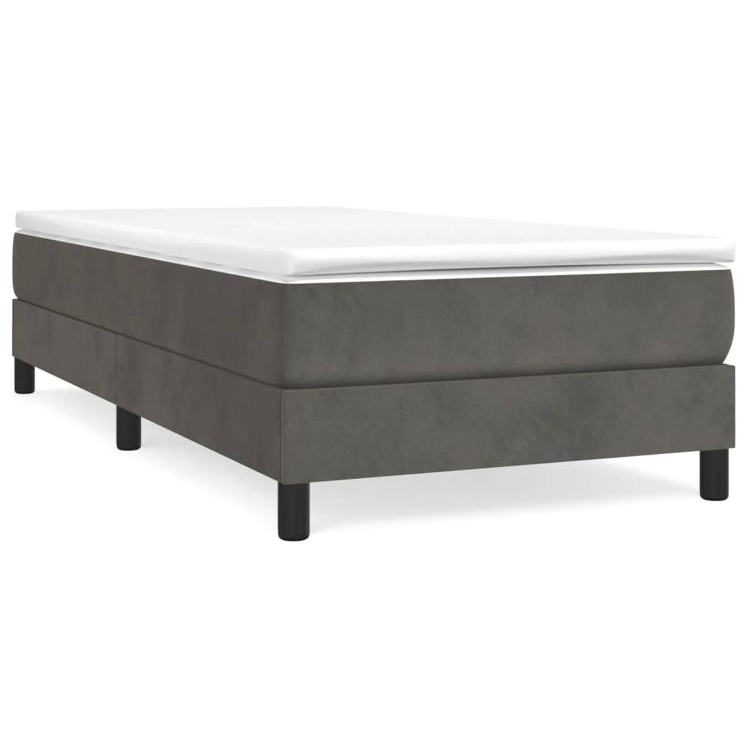 The Living Store Boxspringframe fluweel donkergrijs 90x190 cm - Bed