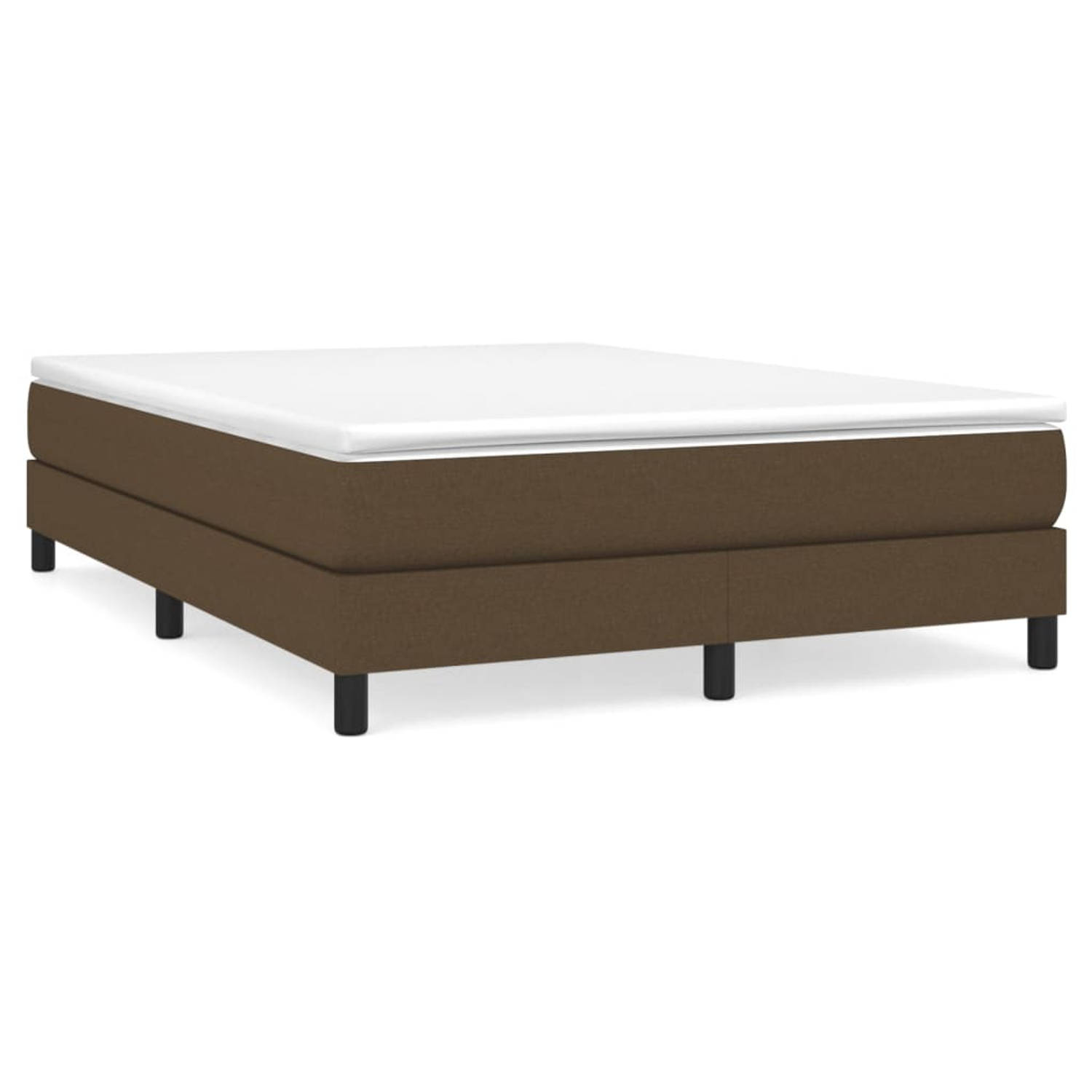 The Living Store Boxspring met matras stof donkerbruin 140x200 cm - Bed