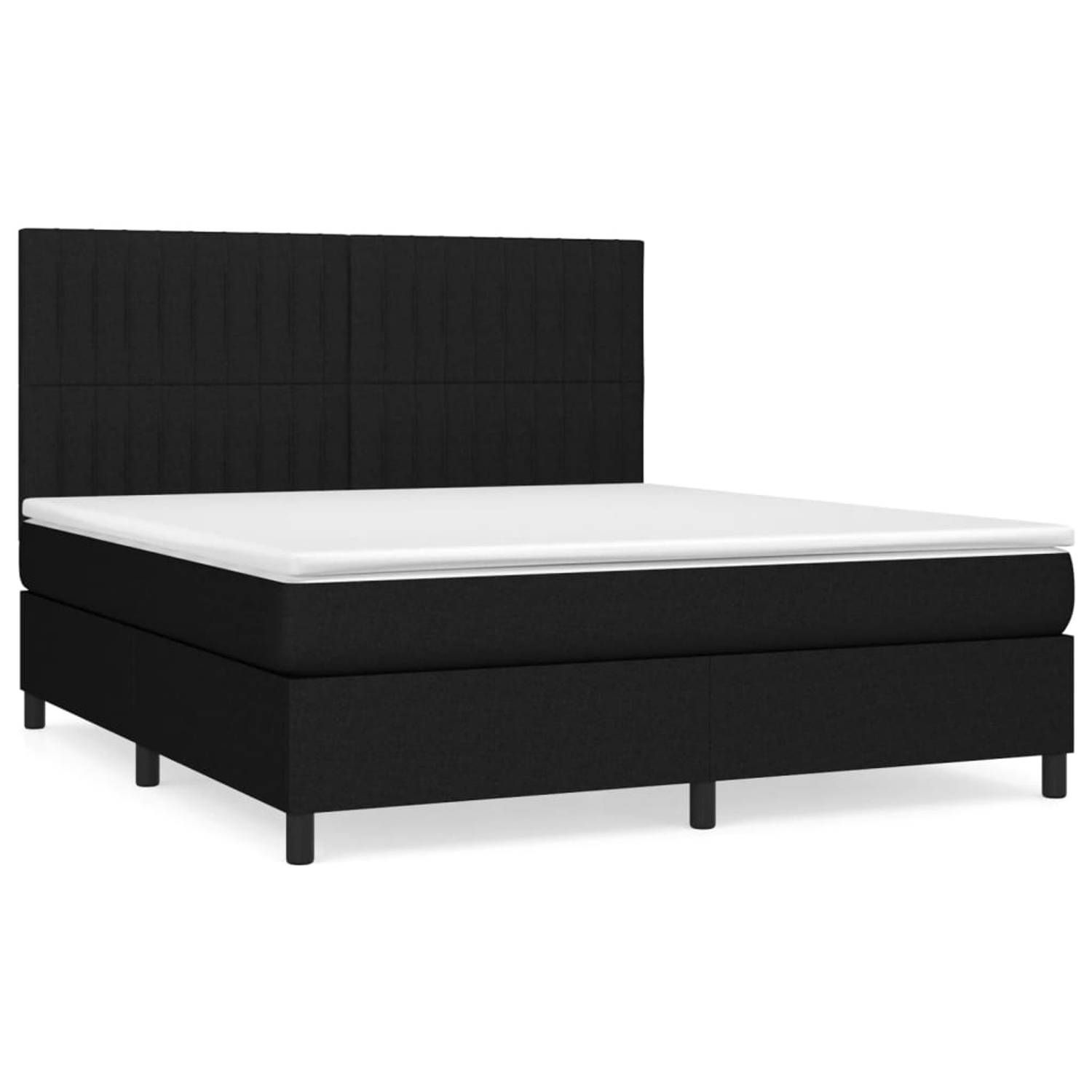 The Living Store Boxspringbed - Comfort - Bed - 160 x 200 cm - Pocketvering matras - Middelharde ondersteuning - Huidvriendelijk topmatras - Kleur- Zwart - Materiaal- Stof (100% po