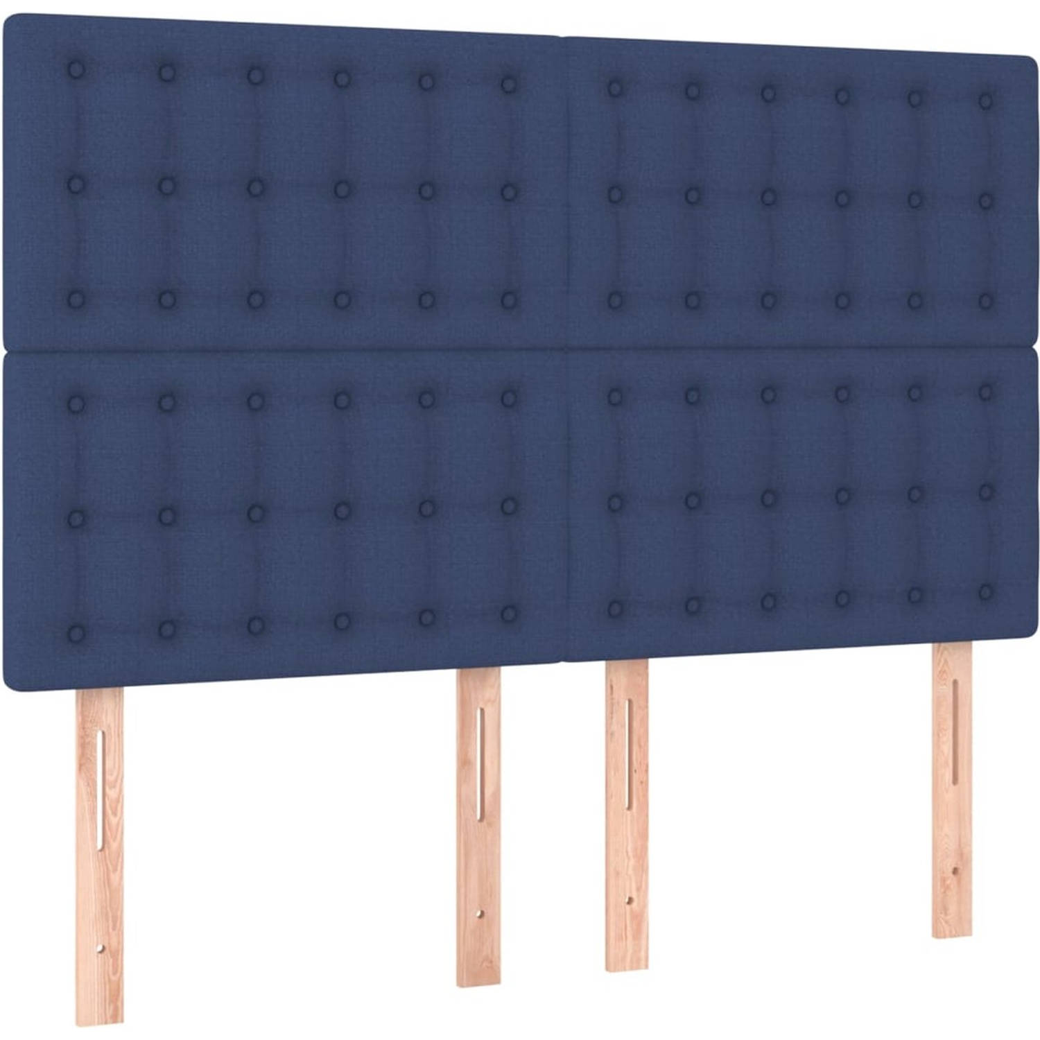 The Living Store Boxspringbed - Comfort - Bed - 203 x 147 x 118/128 cm - Blauw