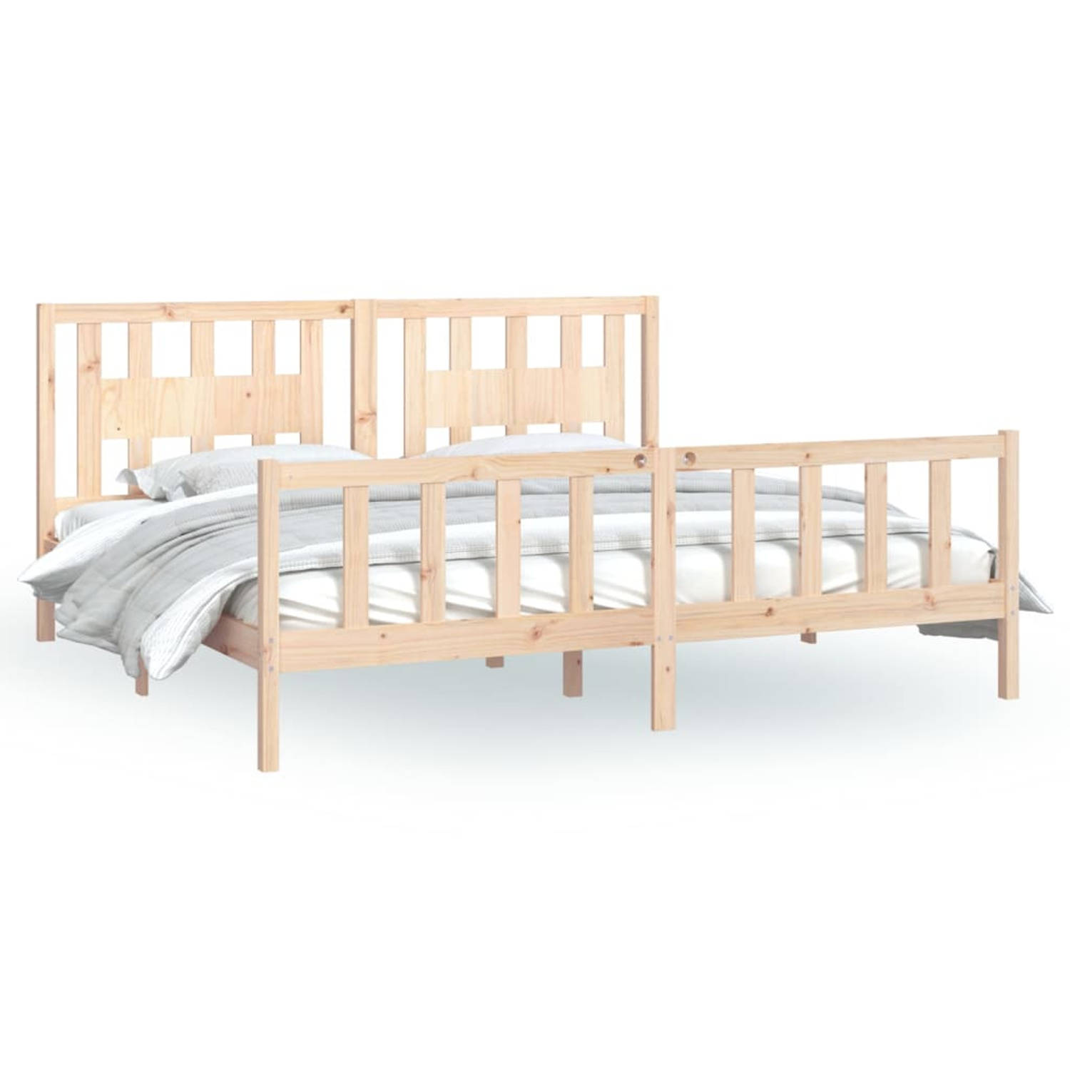 The Living Store Bedframe met hoofdbord grenenhout 180x200 cm 6FT Super King - Bed