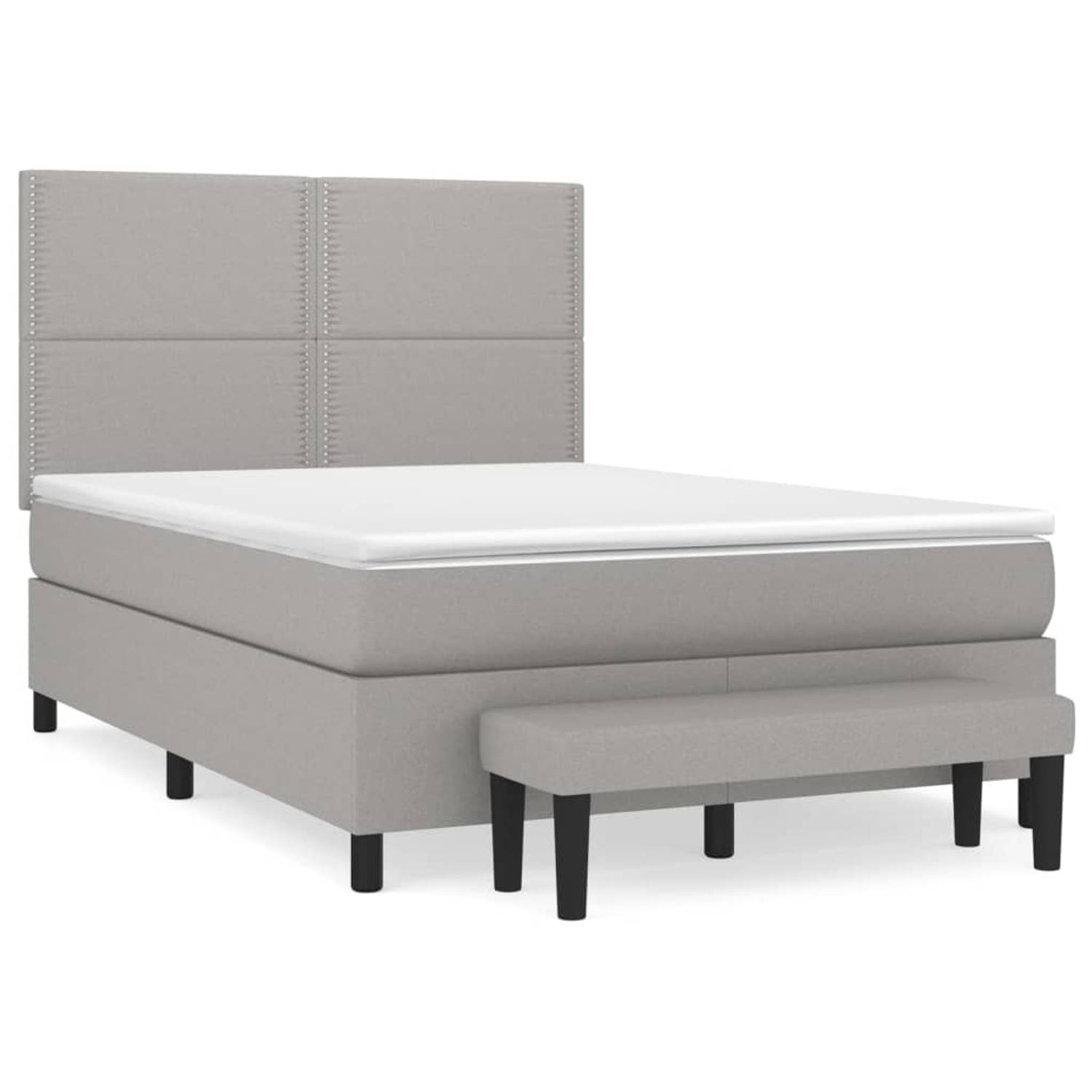 The Living Store Boxspring met matras stof lichtgrijs 140x200 cm - Boxspring - Boxsprings - Pocketveringbed - Bed - Slaapmeubel - Boxspringbed - Boxspring Bed - Eenpersoonsbed - Be