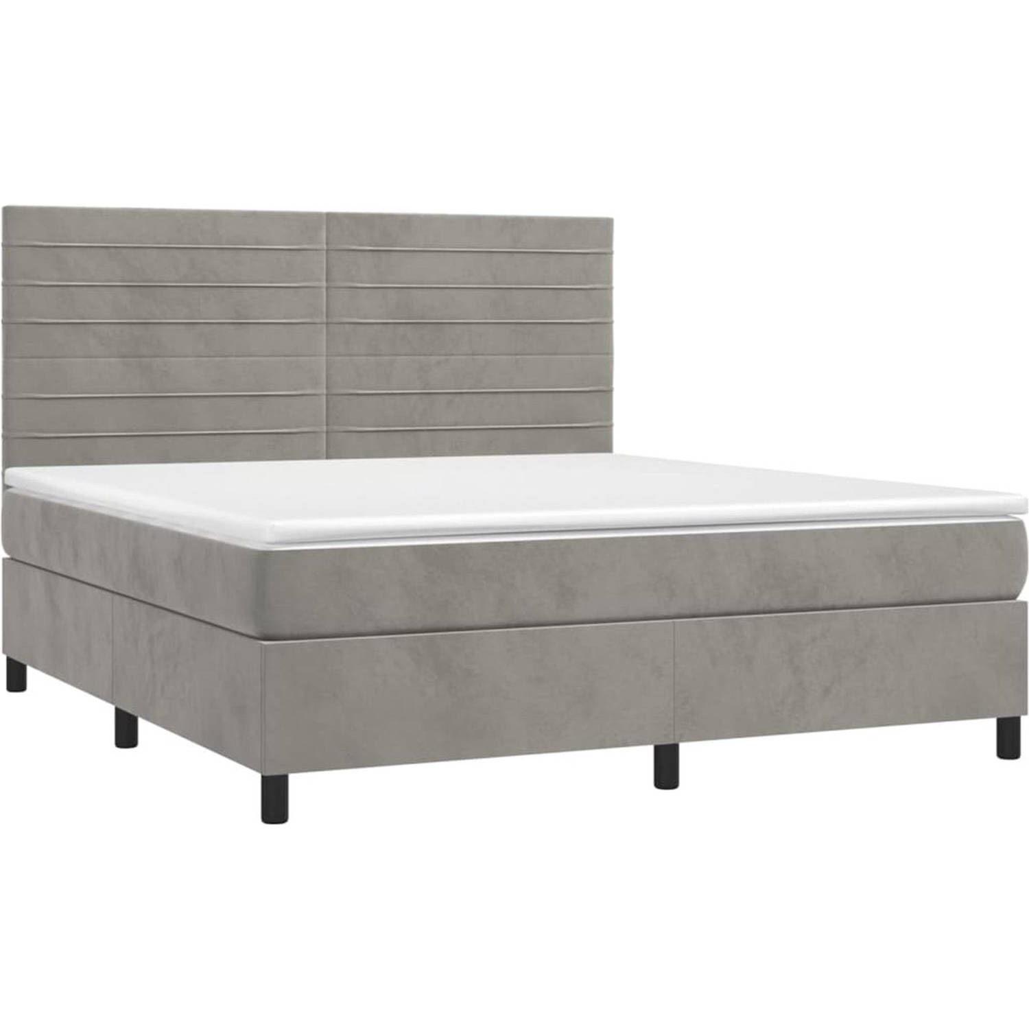 The Living Store Boxspring Bed - Fluweel - 160x200 cm - LED