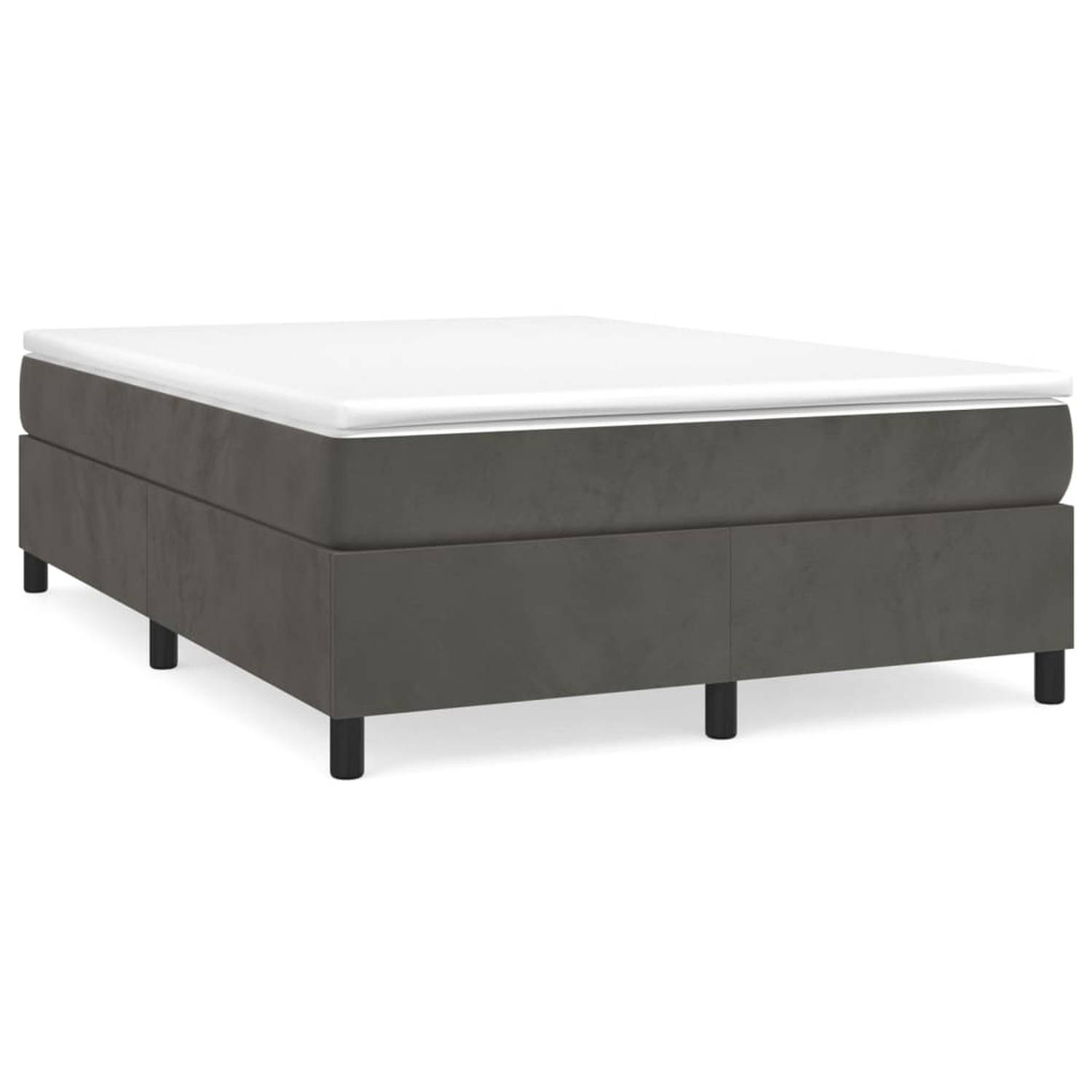 The Living Store Boxspringframe fluweel donkergrijs 140x190 cm - Bed