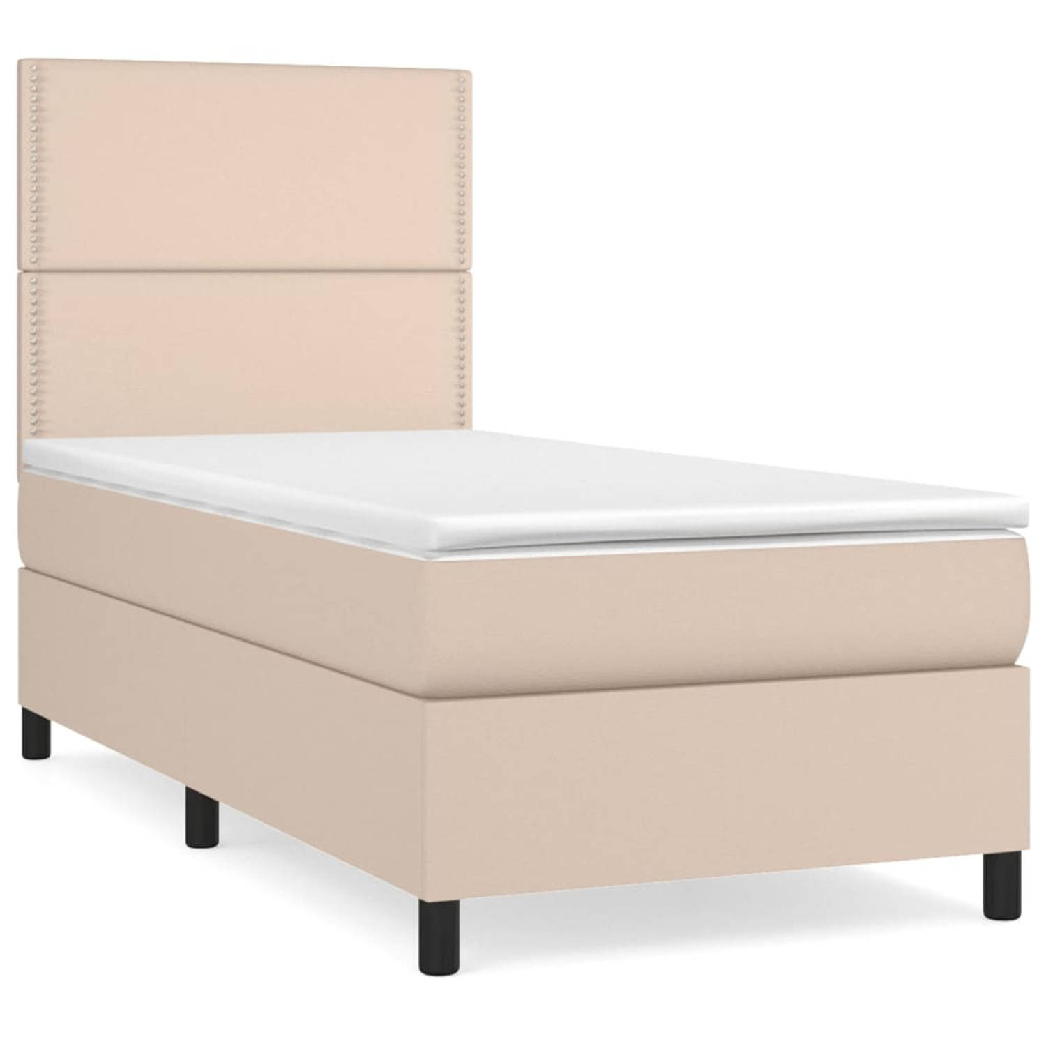 The Living Store Boxspring met matras kunstleer cappuccinokleurig 100x200 cm - Boxspring - Boxsprings - Bed - Slaapmeubel - Boxspringbed - Boxspring Bed - Tweepersoonsbed - Bed Met