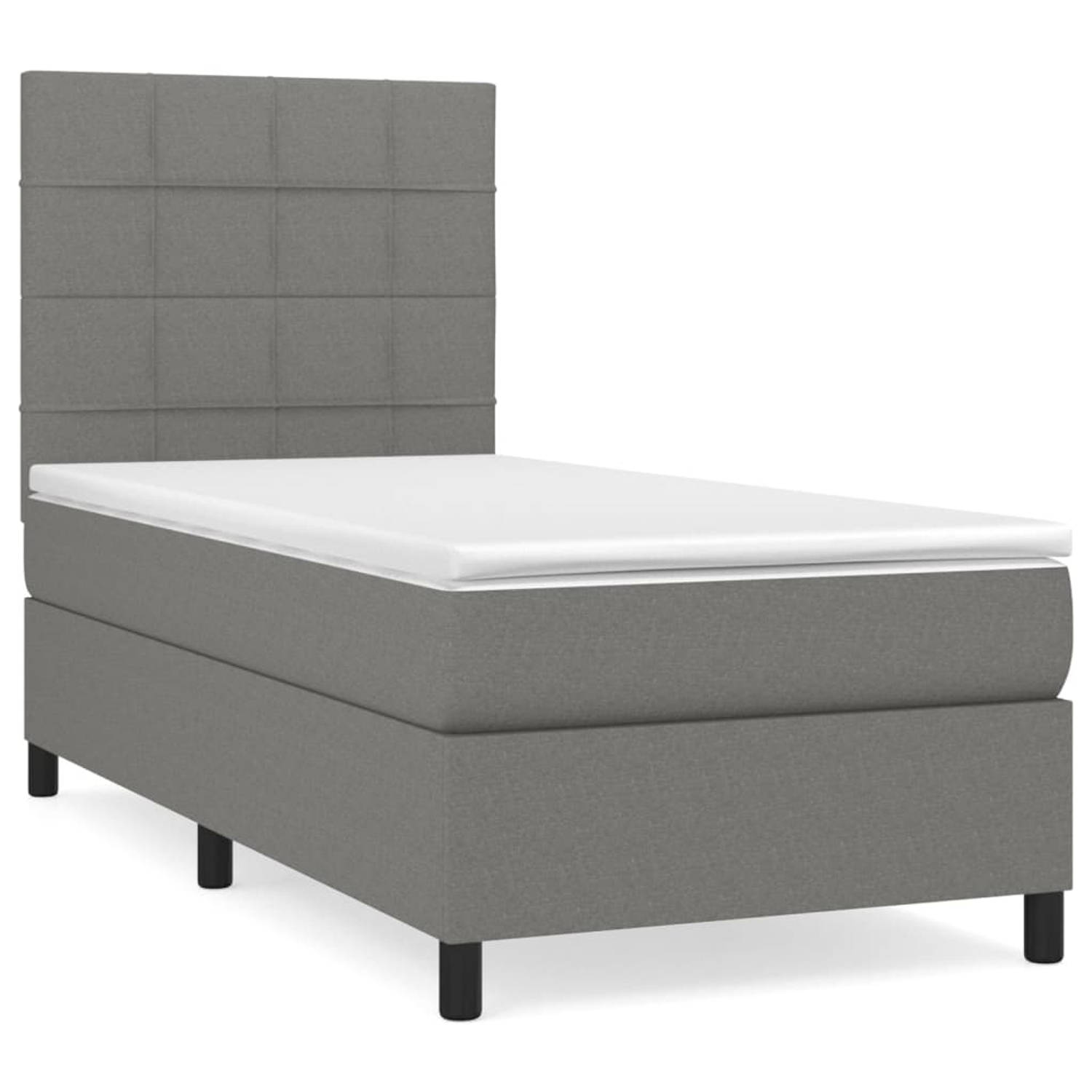 The Living Store Boxspring met matras stof donkergrijs 80x200 cm - Bed