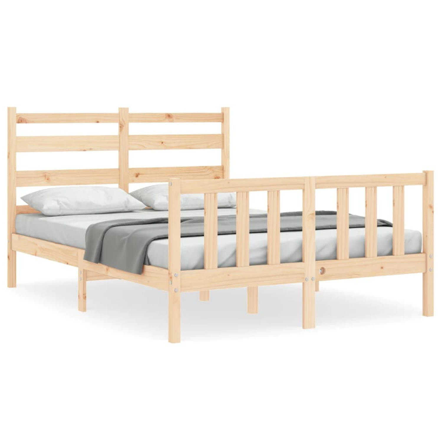 The Living Store Bedframe met hoofdbord massief hout 140x200 cm - Bedframe - Bedframes - Bed - Tweepersoonsbed - Slaapkamermeubel - Houten Bedframe - Houten Bed - Bedbodem - Massie