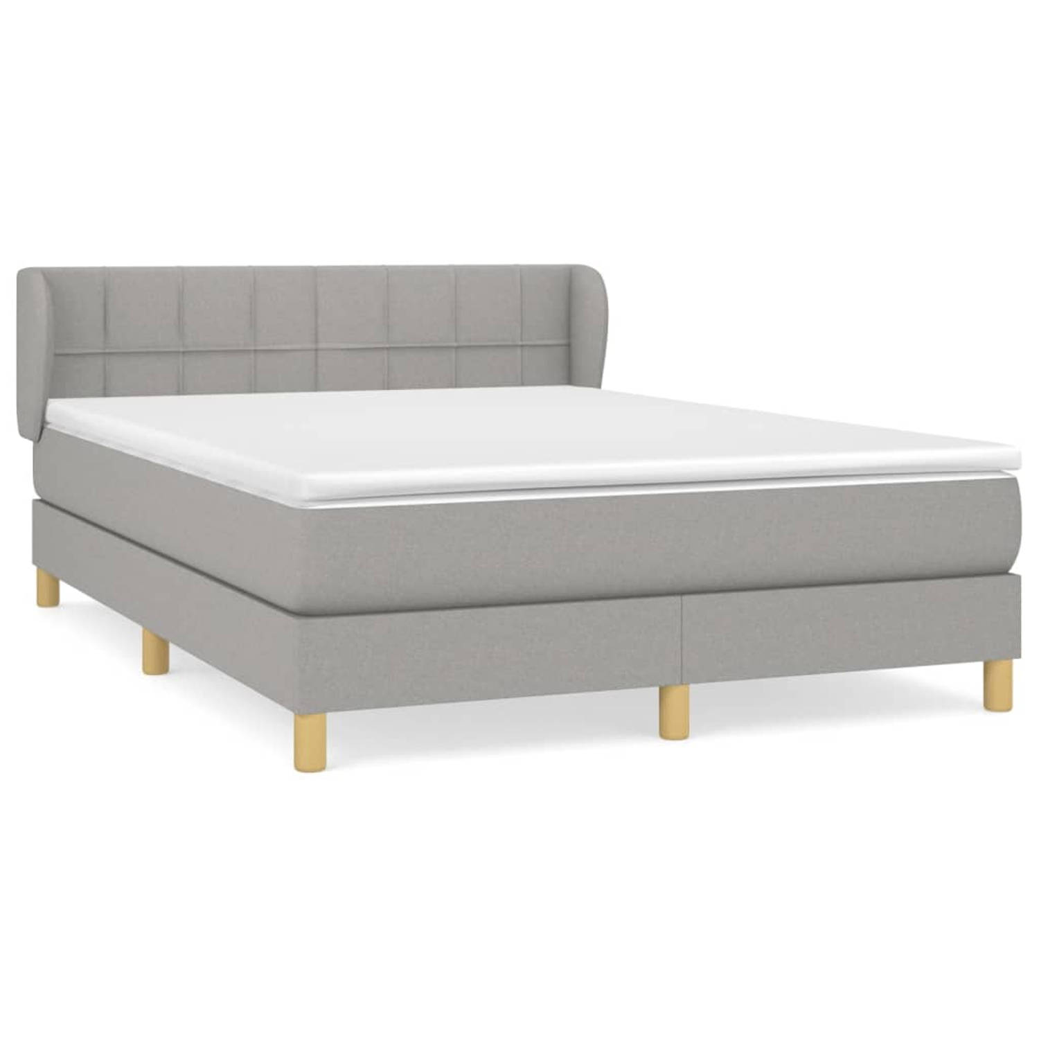 The Living Store Boxspring met matras stof lichtgrijs 140x200 cm - Boxspring - Boxsprings - Bed - Slaapmeubel - Boxspringbed - Boxspring Bed - Tweepersoonsbed - Bed Met Matras - Be