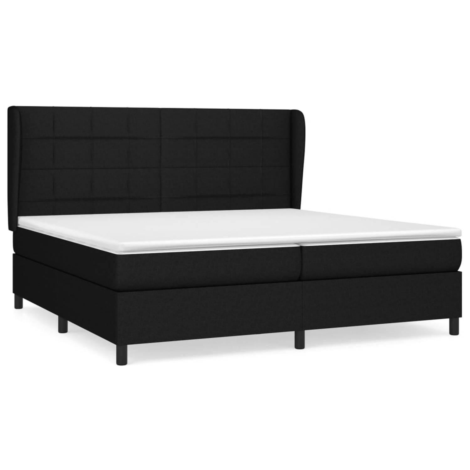 The Living Store Boxspring met matras stof zwart 200x200 cm - Bed