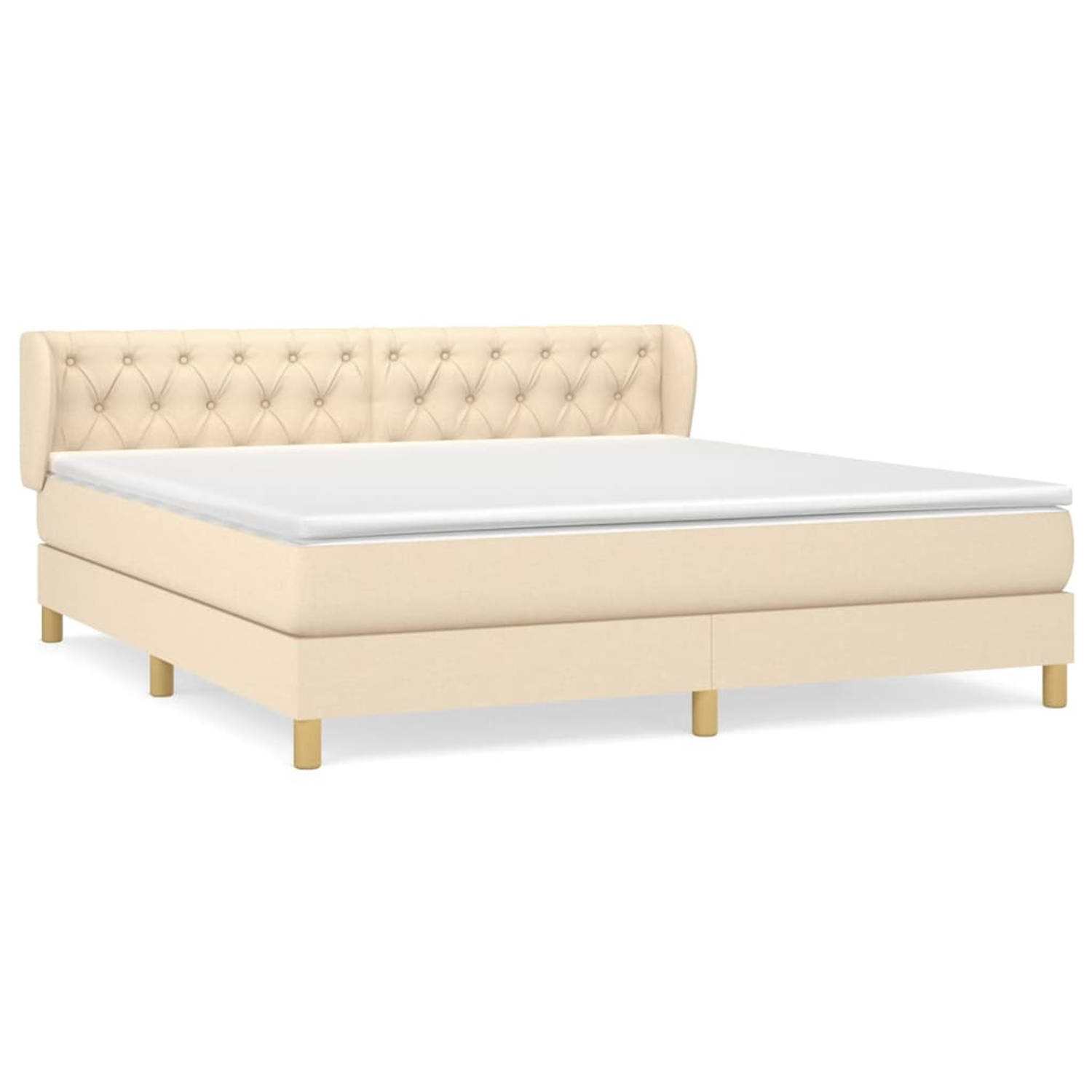 The Living Store Boxspring met matras stof crèmekleurig 160x200 cm - Boxspring - Boxsprings - Bed - Slaapmeubel - Boxspringbed - Boxspring Bed - Tweepersoonsbed - Bed Met Matras -