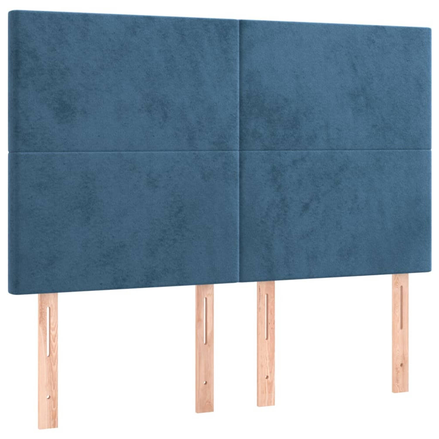 The Living Store Hoofdeind - Hoofdbord - 144x5x118/128 cm - Zacht fluweel - Stevige poten - Verstelbare hoogte - Comfortabele ondersteuning - Kleur- donkerblauw