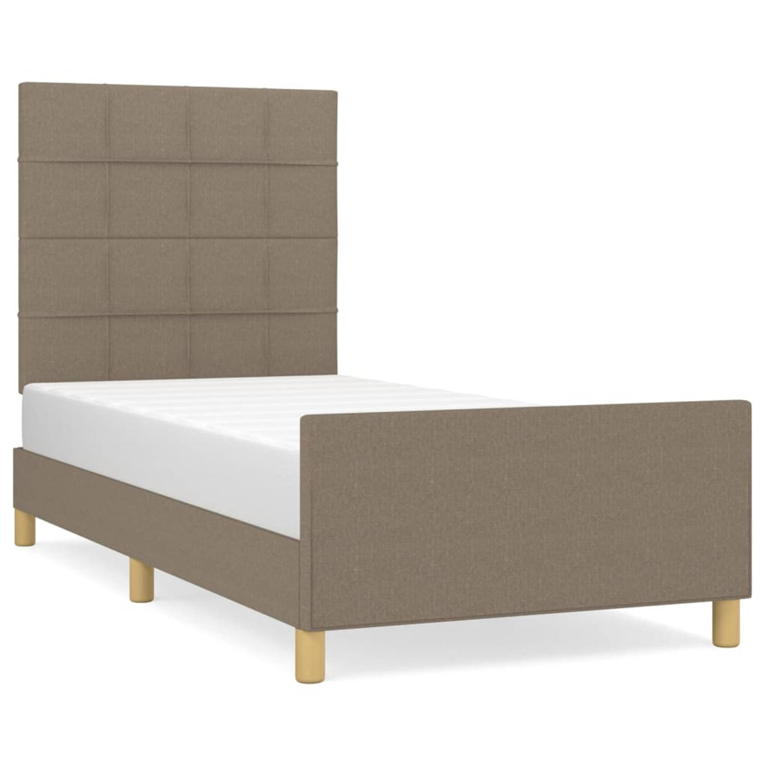 The Living Store Bedframe met hoofdeinde stof taupe 90x190 cm - Bed