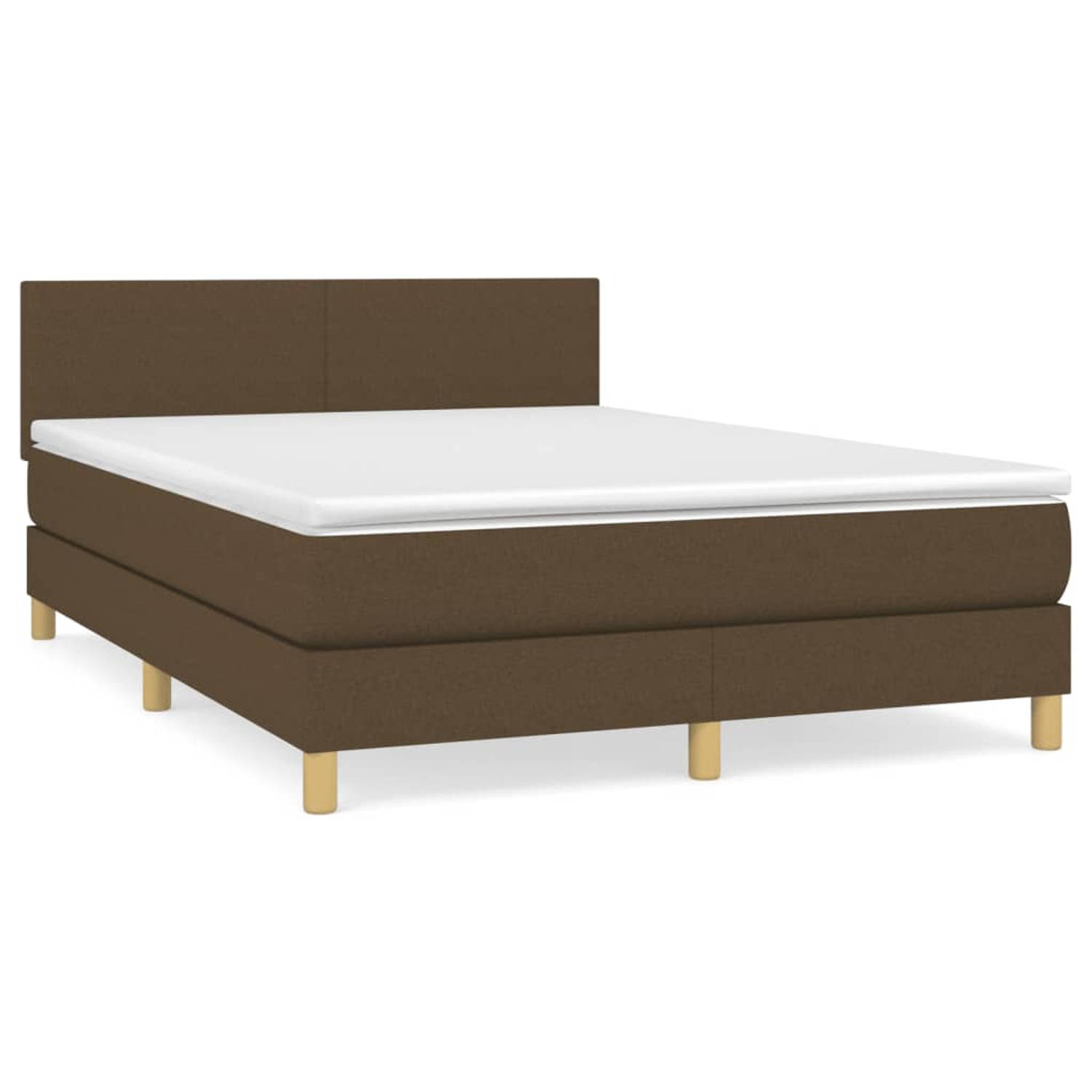 The Living Store Boxspring met matras stof donkerbruin 140x200 cm - Boxspring - Boxsprings - Bed - Slaapmeubel - Boxspringbed - Boxspring Bed - Tweepersoonsbed - Bed Met Matras - B