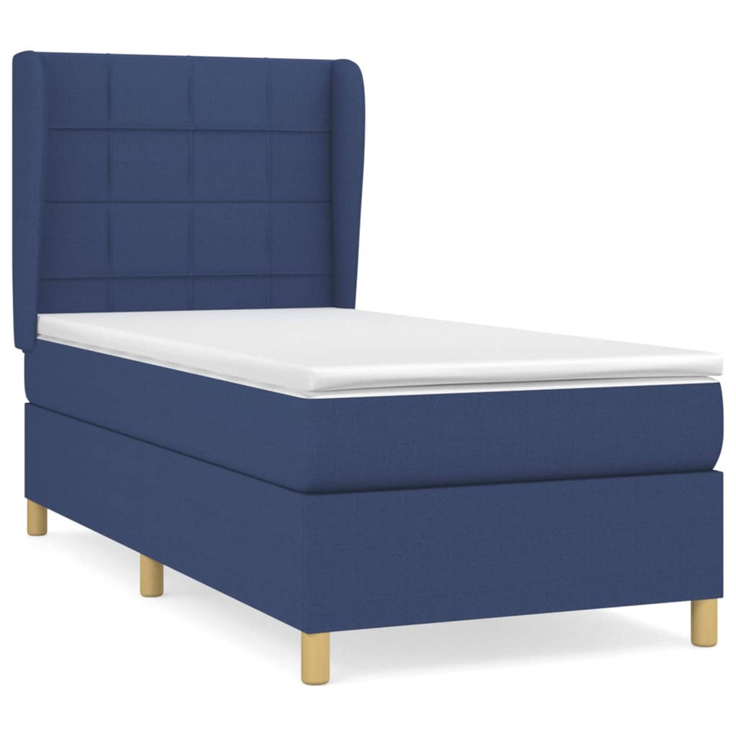 The Living Store Boxspringbed - Luxe - Blauw - 203x93x118/128 cm - Pocketvering matras
