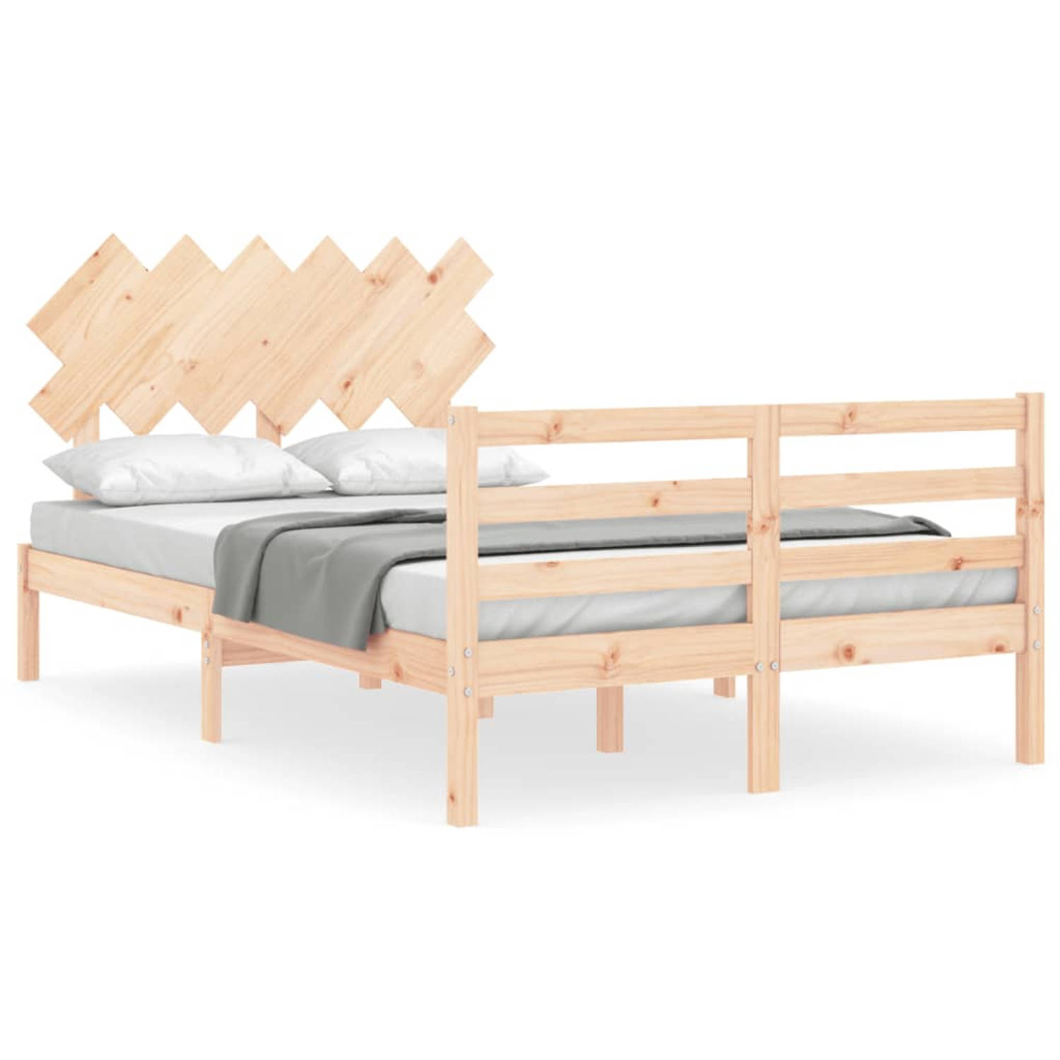 The Living Store Bedframe met hoofdbord massief hout 4FT6 Double - Bedframe - Bedframes - Bed - Tweepersoonsbed - Slaapkamermeubel - Houten Bedframe - Houten Bed - Bedbodem - Massi