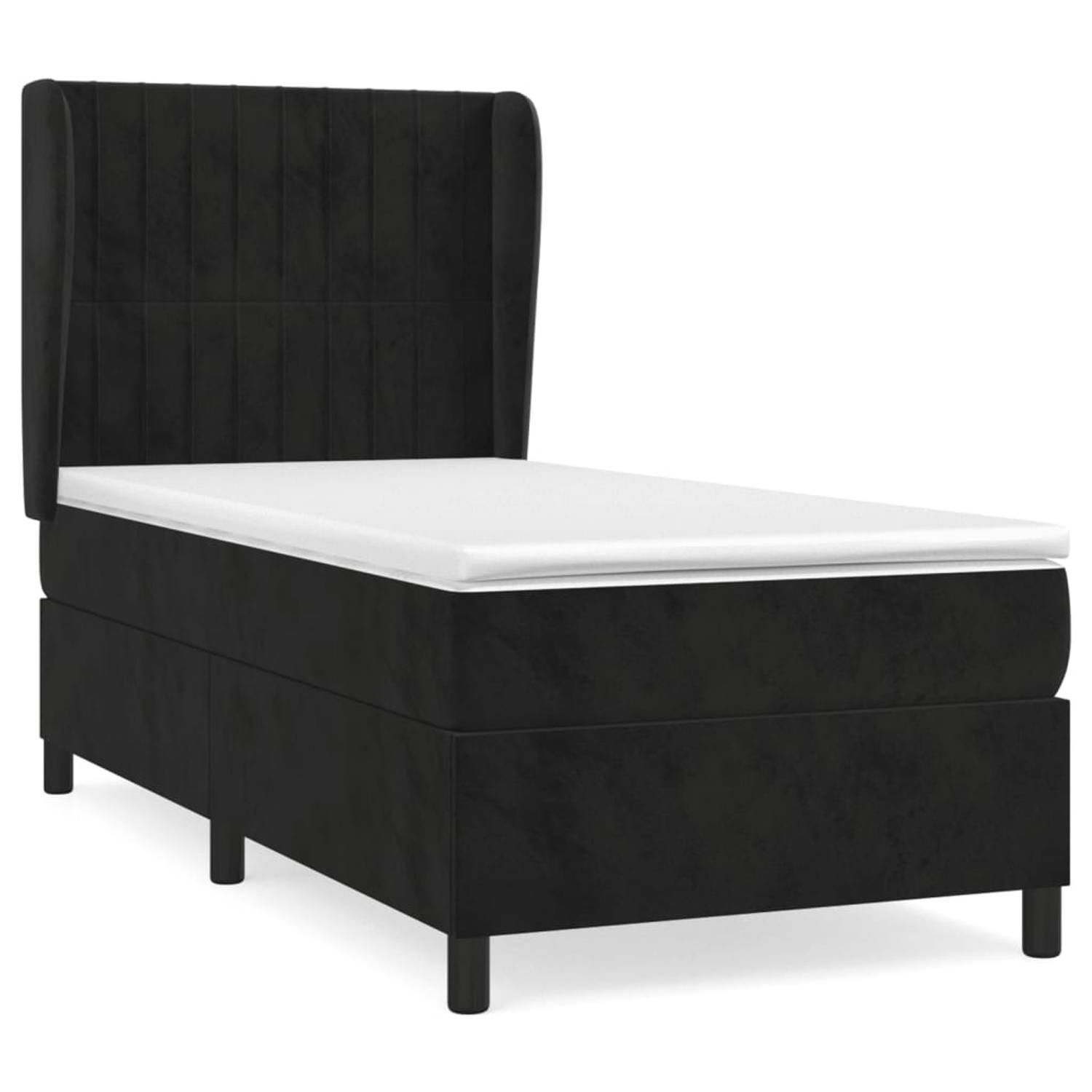 The Living Store Boxspring met matras fluweel zwart 80x200 cm - Bed