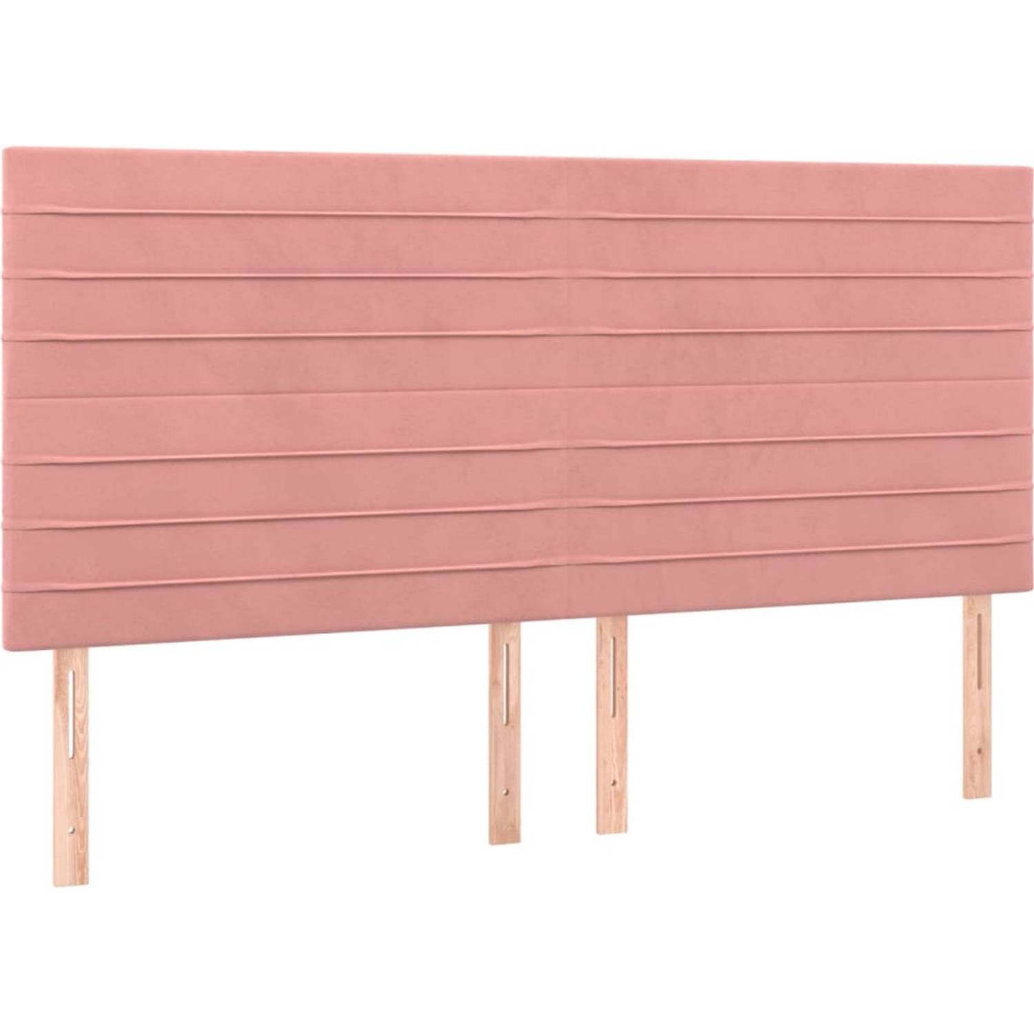 The Living Store Boxspringbed - fluweel - roze - 203x203x118/128 cm - pocketvering matras - middelharde ondersteuning - huidvriendelijk topmatras