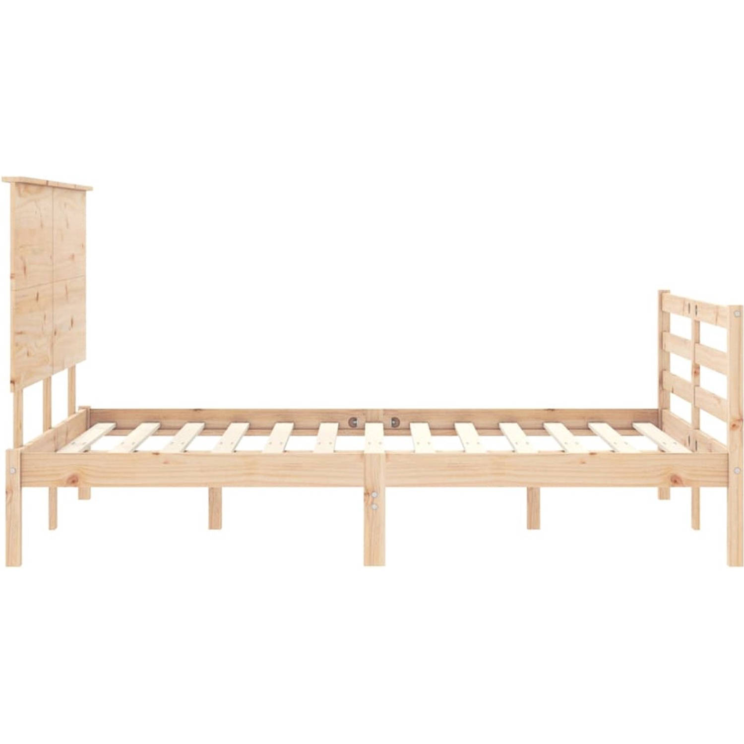 The Living Store Massief Grenenhouten Bedframe - 205.5 x 145.5 x 82.5 cm - Multiplex Lattenbodem - Functioneel Hoofd- en Voeteneinde - Matras Apart Verkrijgbaar