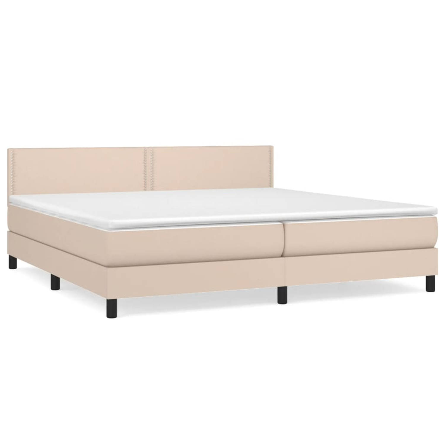 The Living Store Boxspring met matras kunstleer cappuccinokleurig 200x200 cm - Boxspring - Boxsprings - Bed - Slaapmeubel - Boxspringbed - Boxspring Bed - Tweepersoonsbed - Bed Met