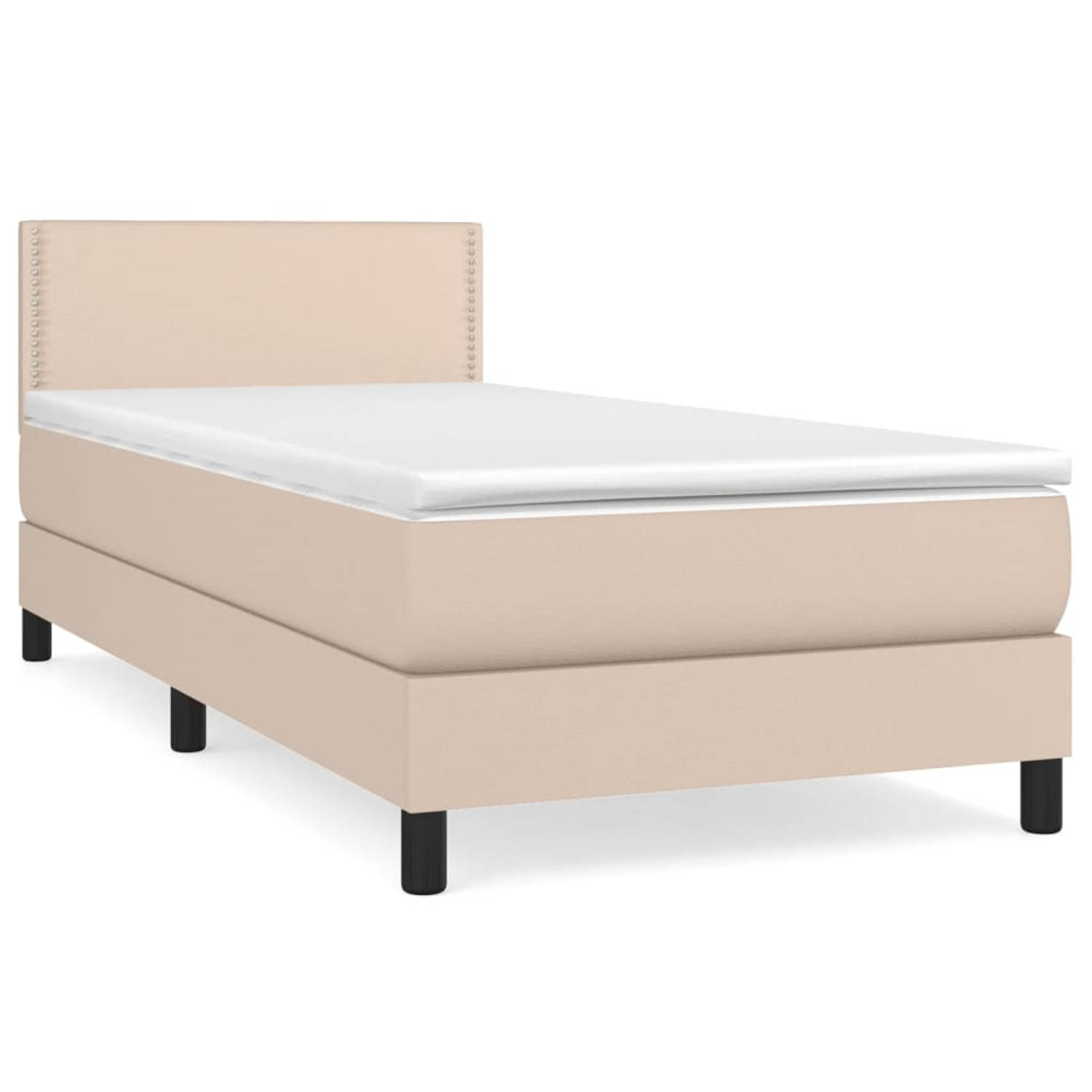 The Living Store Boxspring met matras kunstleer cappuccinokleurig 90x200 cm - Boxspring - Boxsprings - Bed - Slaapmeubel - Boxspringbed - Boxspring Bed - Tweepersoonsbed - Bed Met