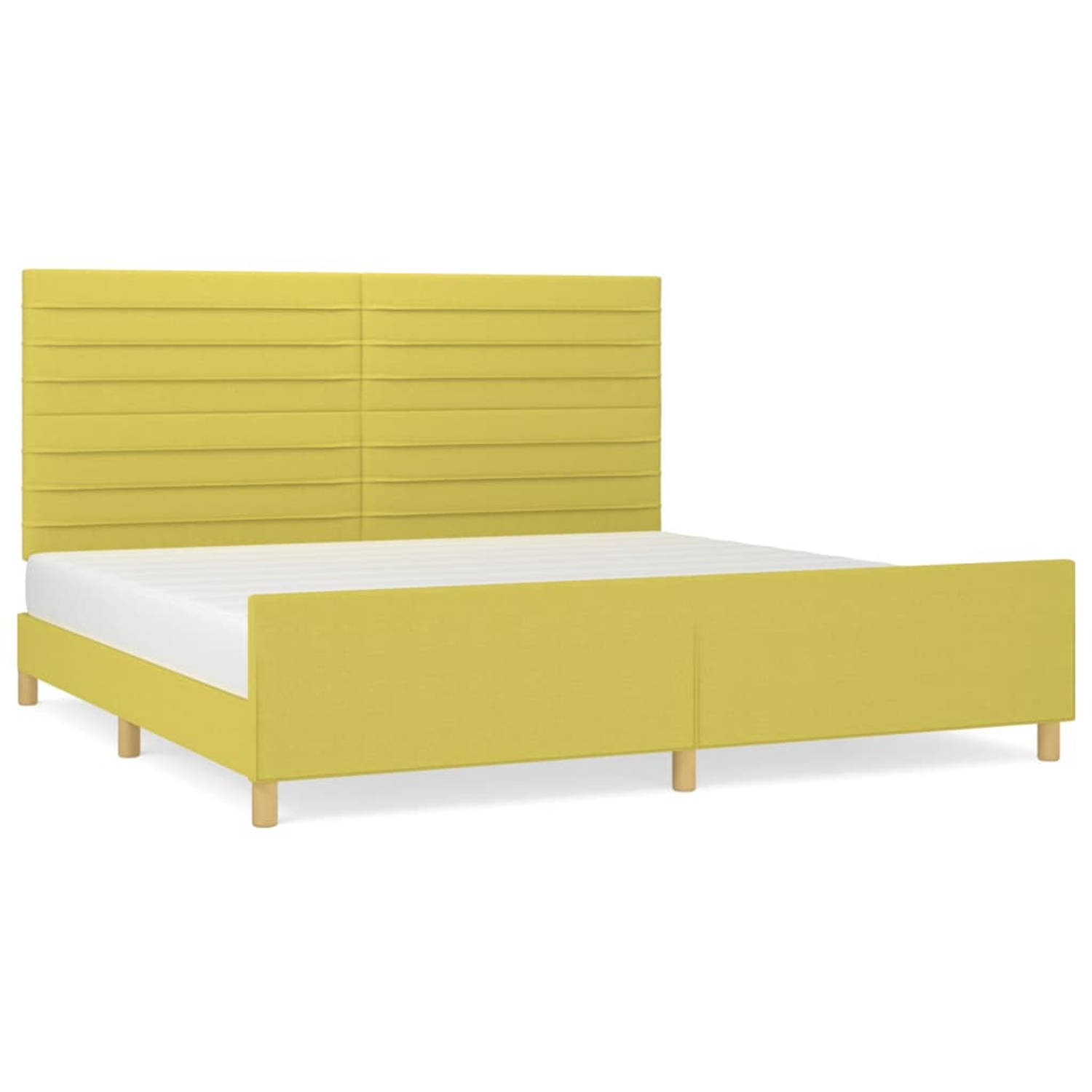 The Living Store Bedframe met hoofdeinde stof groen 200x200 cm - Bedframe Met Hoofdeinde - Bedframes Met Hoofdeindes - Bed - Slaapmeubel - Ledikant - Bedbodem - Tweepersoonsbed - B