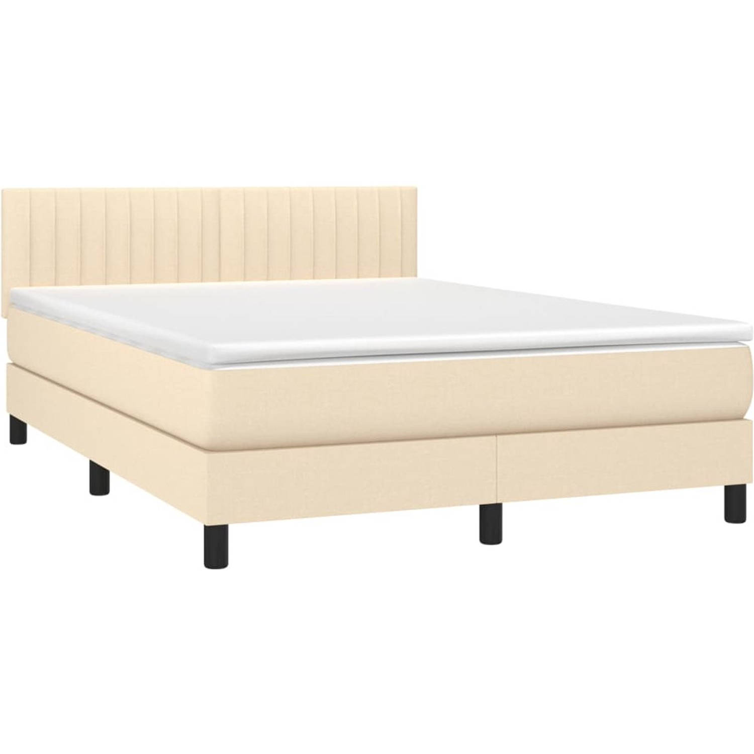 The Living Store Boxspringbed - pocketvering matras - middelharde ondersteuning - huidvriendelijk topmatras - crème - 203x144x78/88 cm