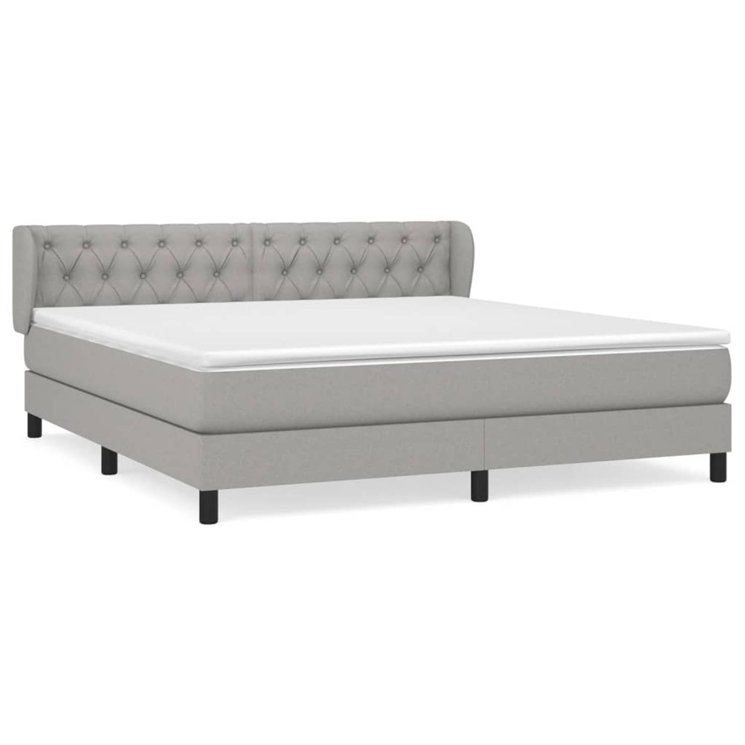 The Living Store Boxspring met matras stof lichtgrijs 160x200 cm - Boxspring - Boxsprings - Bed - Slaapmeubel - Boxspringbed - Boxspring Bed - Tweepersoonsbed - Bed Met Matras - Be