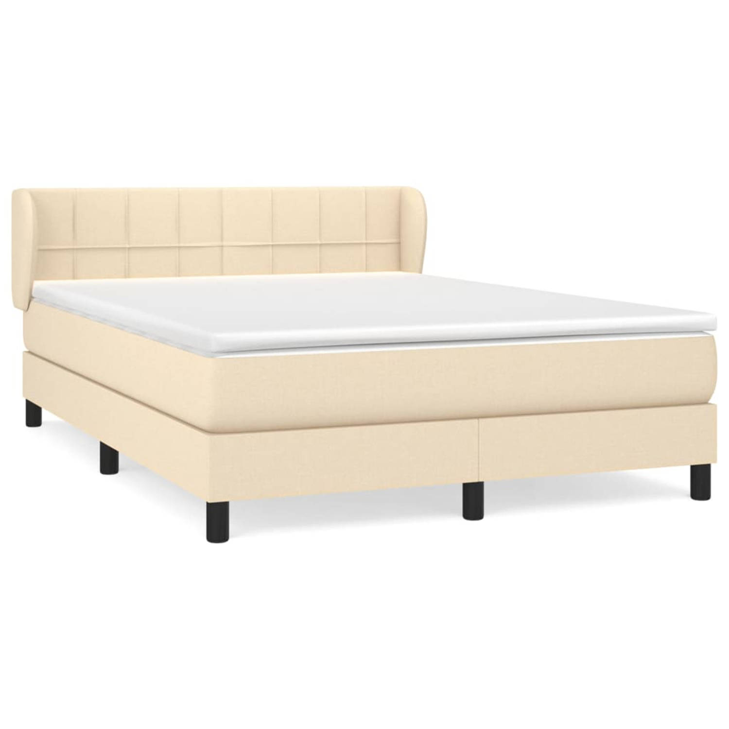 The Living Store Boxspringbed - Crème - 203 x 147 x 78/88 cm - Pocketvering matras - Middelharde ondersteuning - Huidvriendelijk topmatras