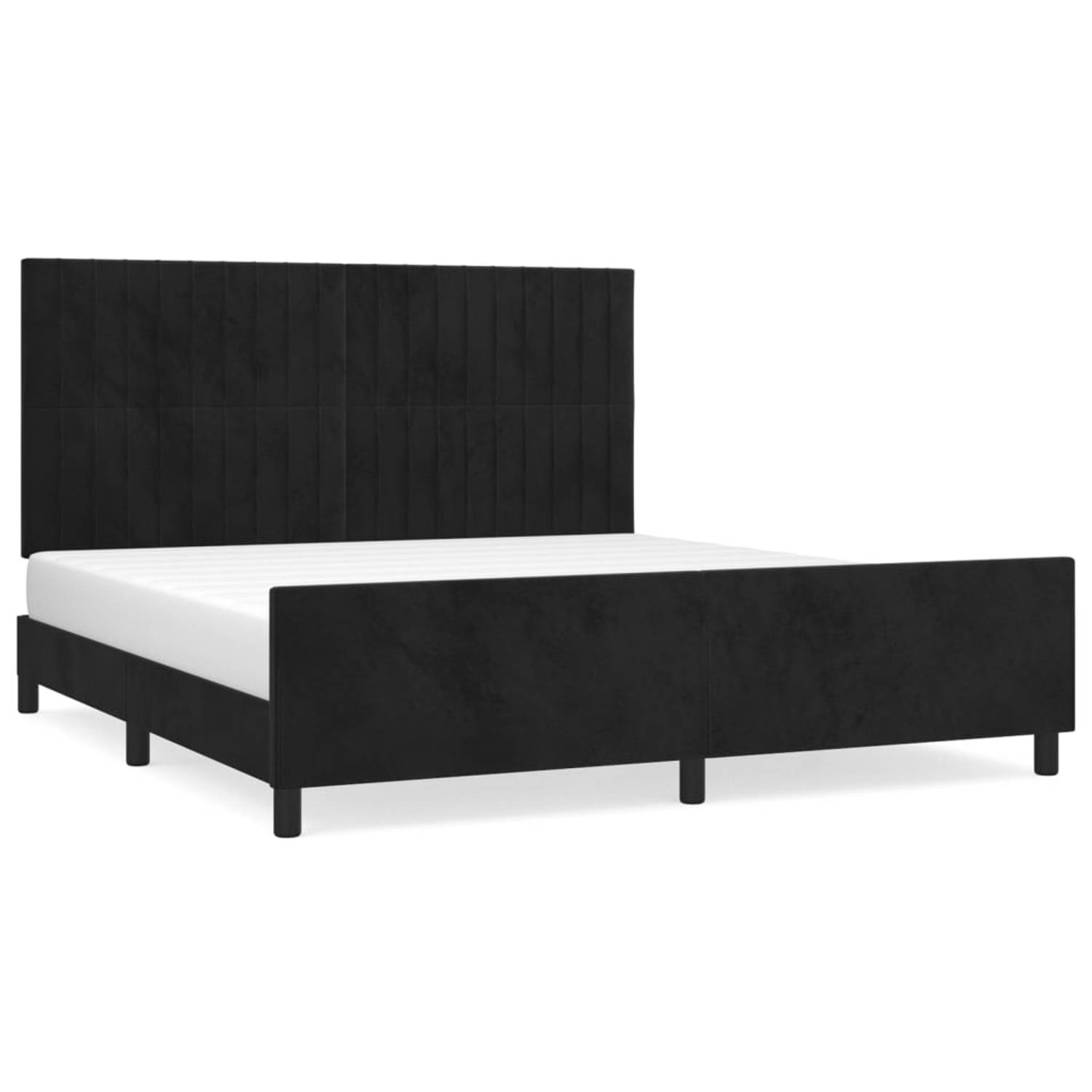 The Living Store Bedframe met hoofdeinde fluweel zwart 180x200 cm - Bed