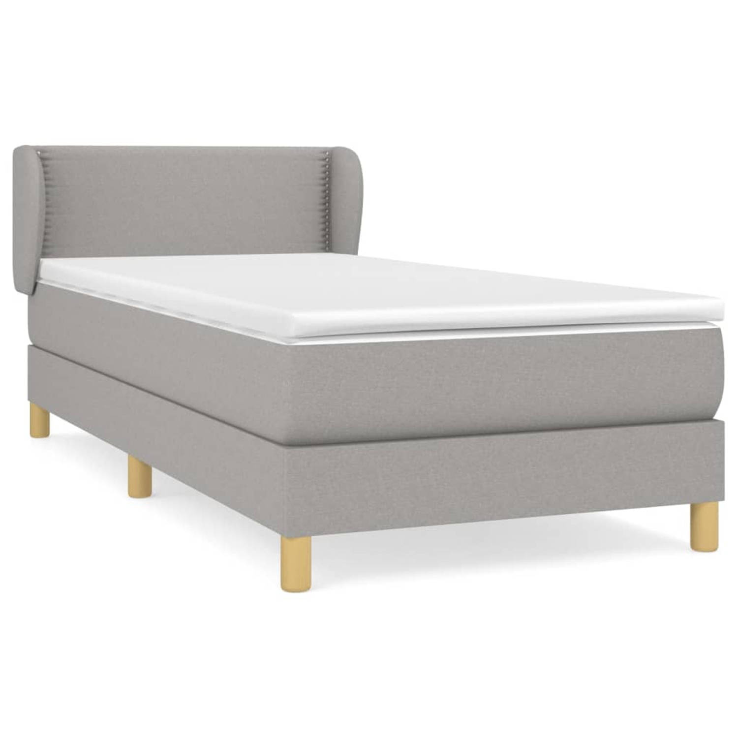 The Living Store Boxspring met matras stof lichtgrijs 80x200 cm - Boxspring - Boxsprings - Bed - Slaapmeubel - Boxspringbed - Boxspring Bed - Tweepersoonsbed - Bed Met Matras - Bed