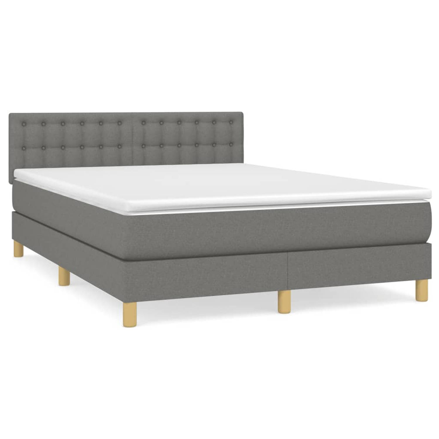 The Living Store Boxspring met matras stof donkergrijs 140x200 cm - Boxspring - Boxsprings - Bed - Slaapmeubel - Boxspringbed - Boxspring Bed - Tweepersoonsbed - Bed Met Matras - B