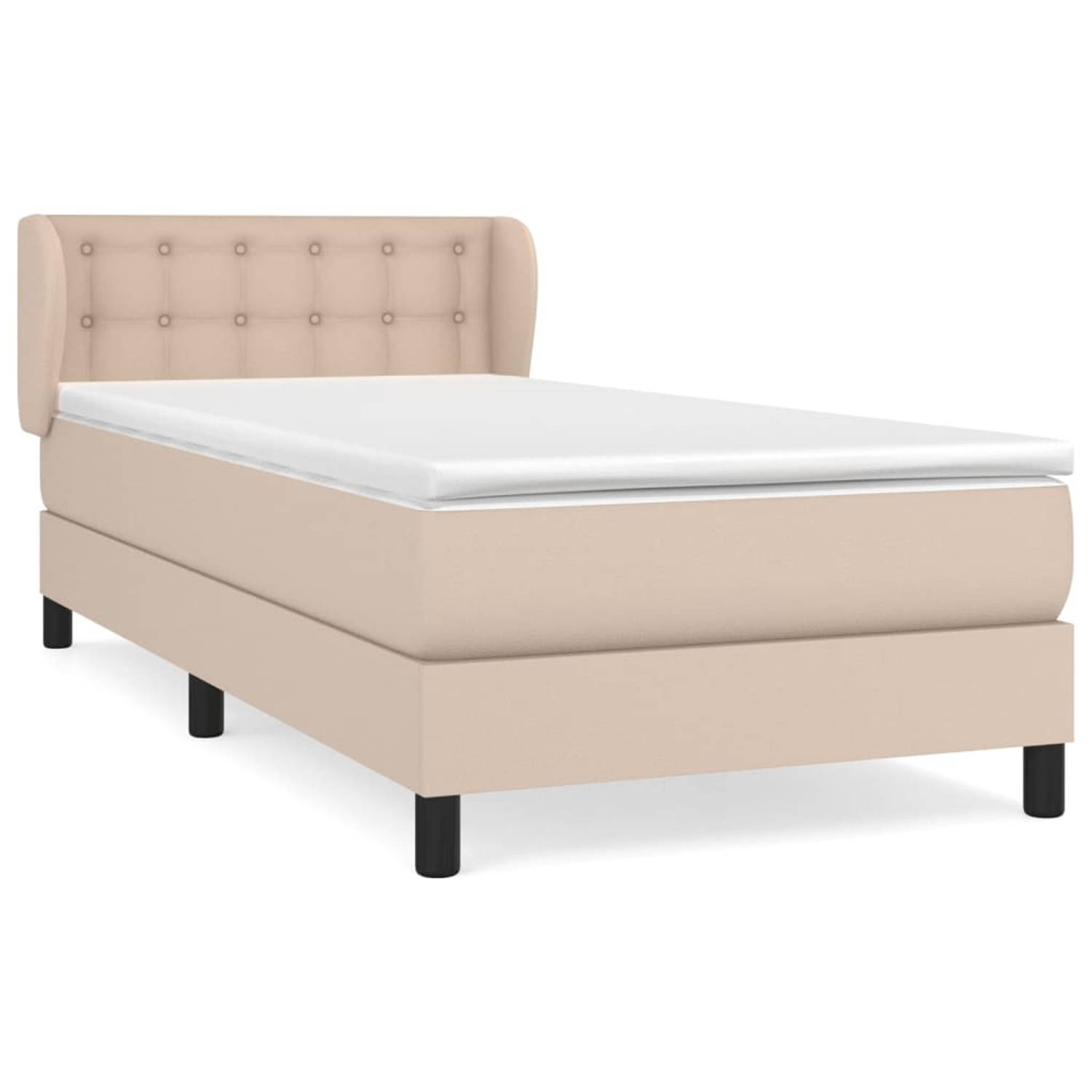 The Living Store Boxspring met matras kunstleer cappuccinokleurig 100x200 cm - Bed