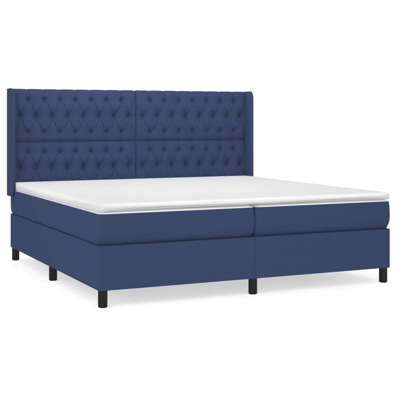 The Living Store Boxspring met matras stof blauw 200x200 cm - Boxspring - Boxsprings - Bed - Slaapmeubel - Boxspringbed - Boxspring Bed - Tweepersoonsbed - Bed Met Matras - Bedfram