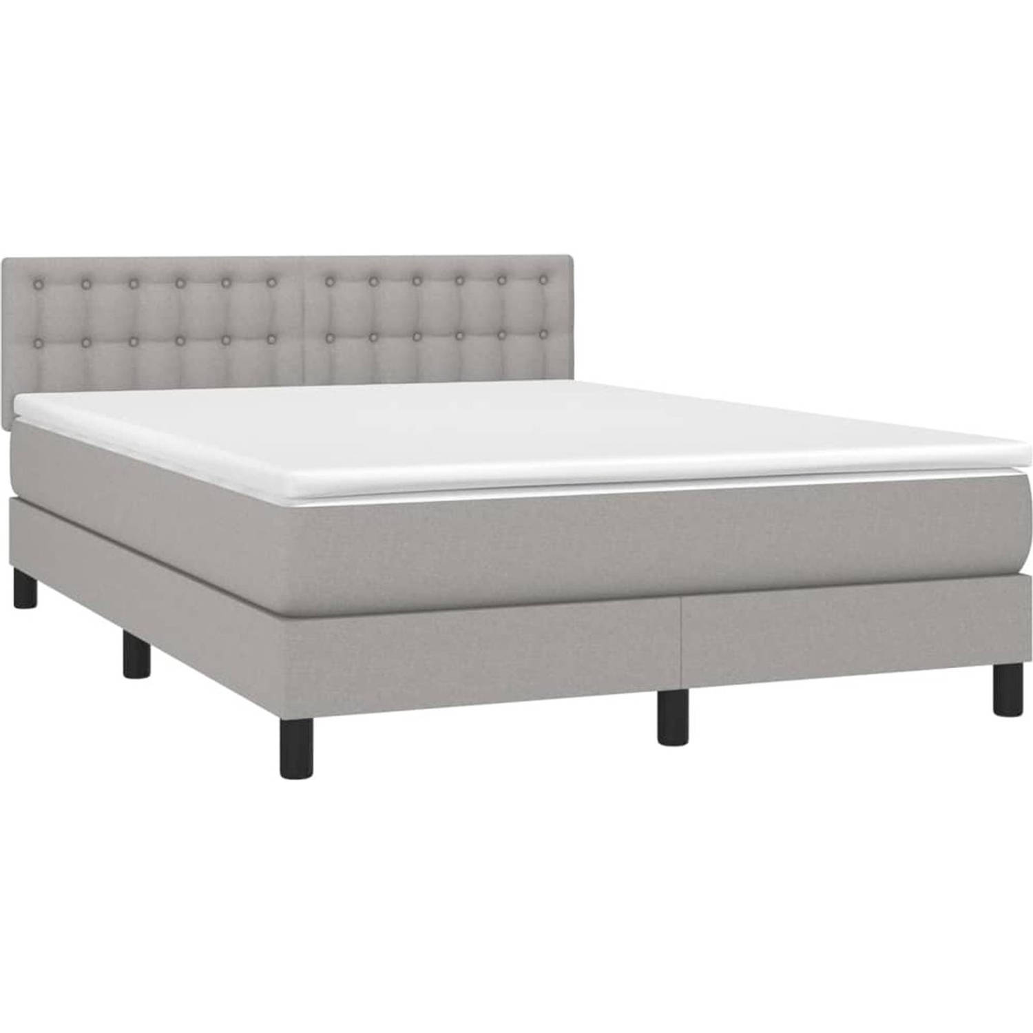 The Living Store Boxspring Bed - LED - Hoofdbord verstelbaar - Pocketvering matras - Huidvriendelijk - 203x144x78/88cm