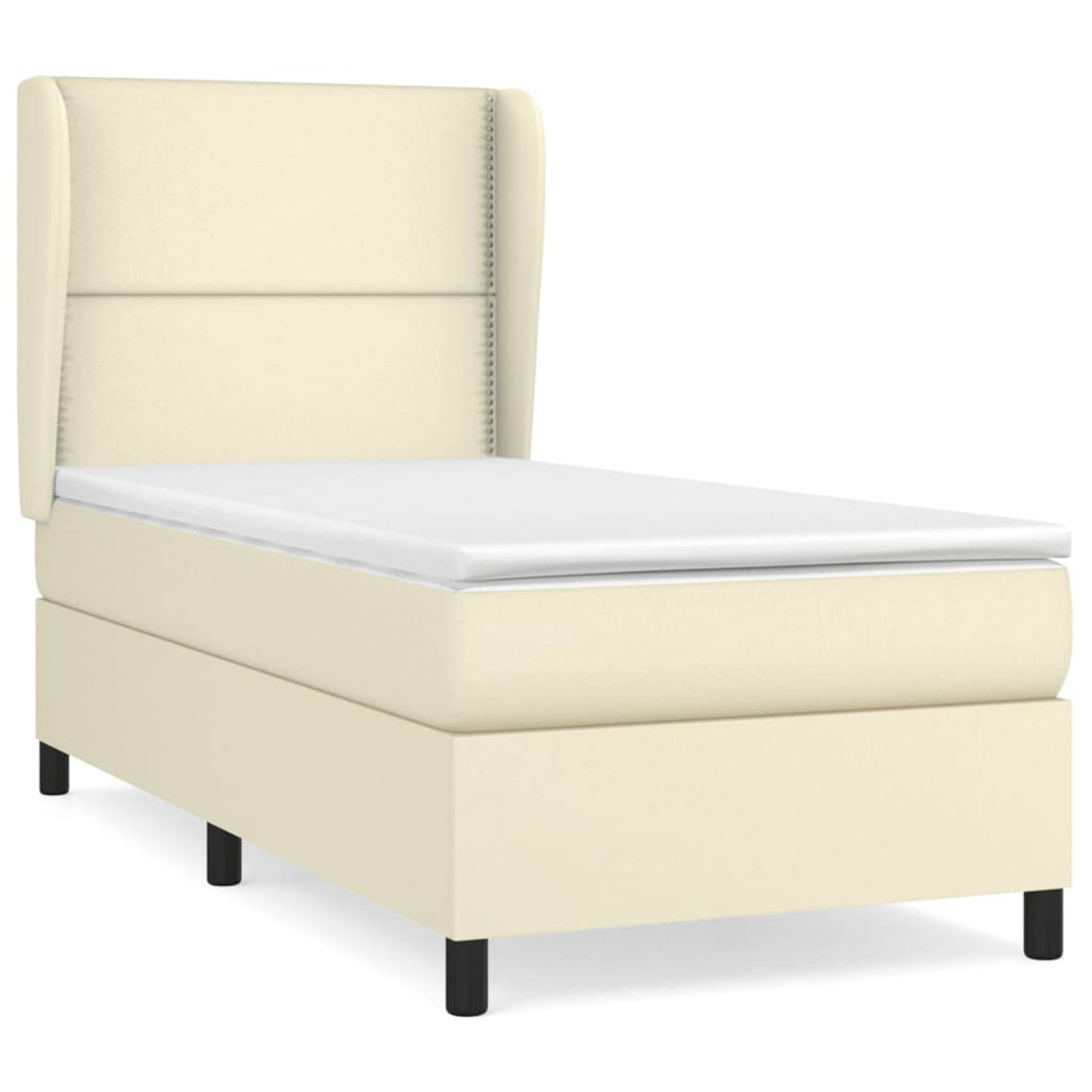 The Living Store Boxspring met matras kunstleer crèmekleurig 100x200 cm - Boxspring - Boxsprings - Bed - Slaapmeubel - Boxspringbed - Boxspring Bed - Tweepersoonsbed - Bed Met Matr