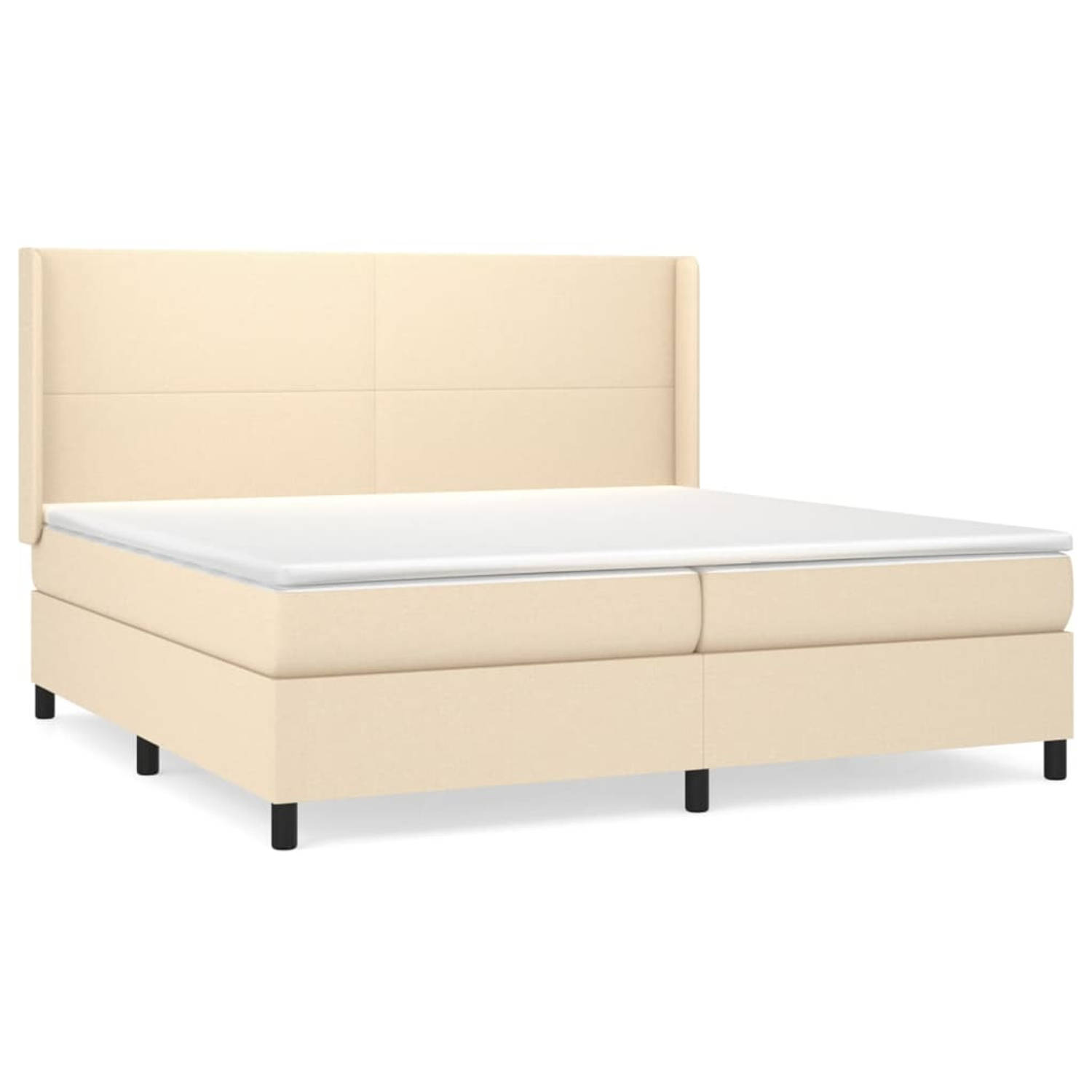 The Living Store Boxspring met matras stof crèmekleurig 200x200 cm - Boxspring - Boxsprings - Bed - Slaapmeubel - Boxspringbed - Boxspring Bed - Tweepersoonsbed - Bed Met Matras -