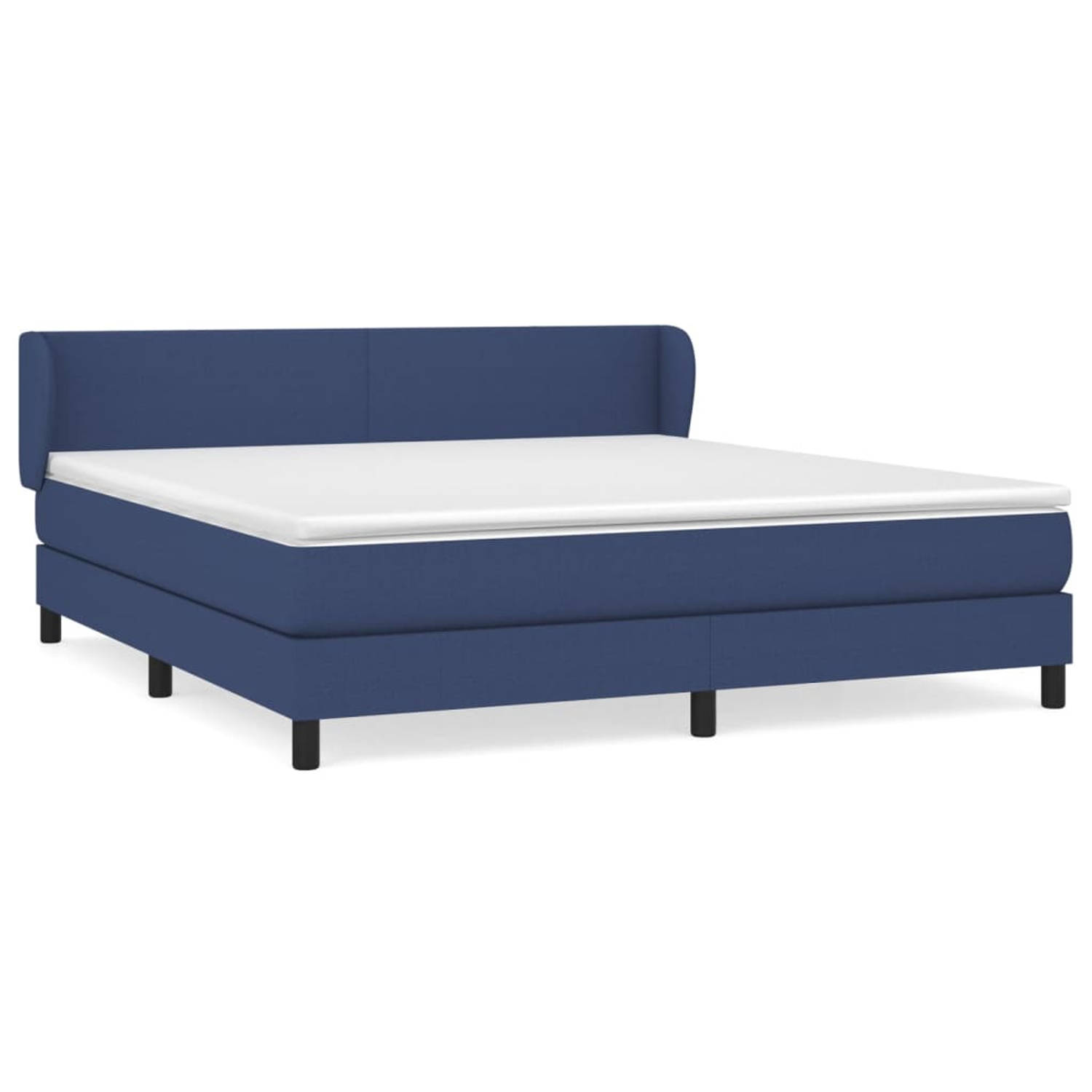 The Living Store Boxspringbed - Comfort - Bed - 203 x 183 x 78/88 cm - Blauw - Stof (100% polyester)