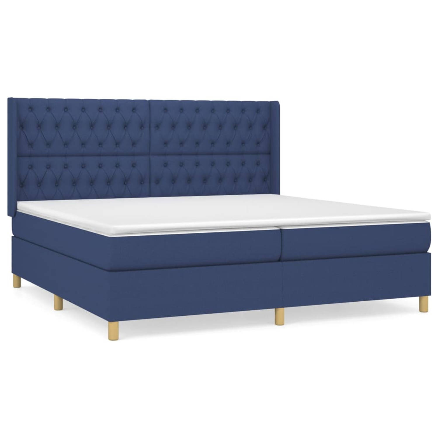 The Living Store Boxspring met matras stof blauw 200x200 cm - Boxspring - Boxsprings - Bed - Slaapmeubel - Boxspringbed - Boxspring Bed - Tweepersoonsbed - Bed Met Matras - Bedfram