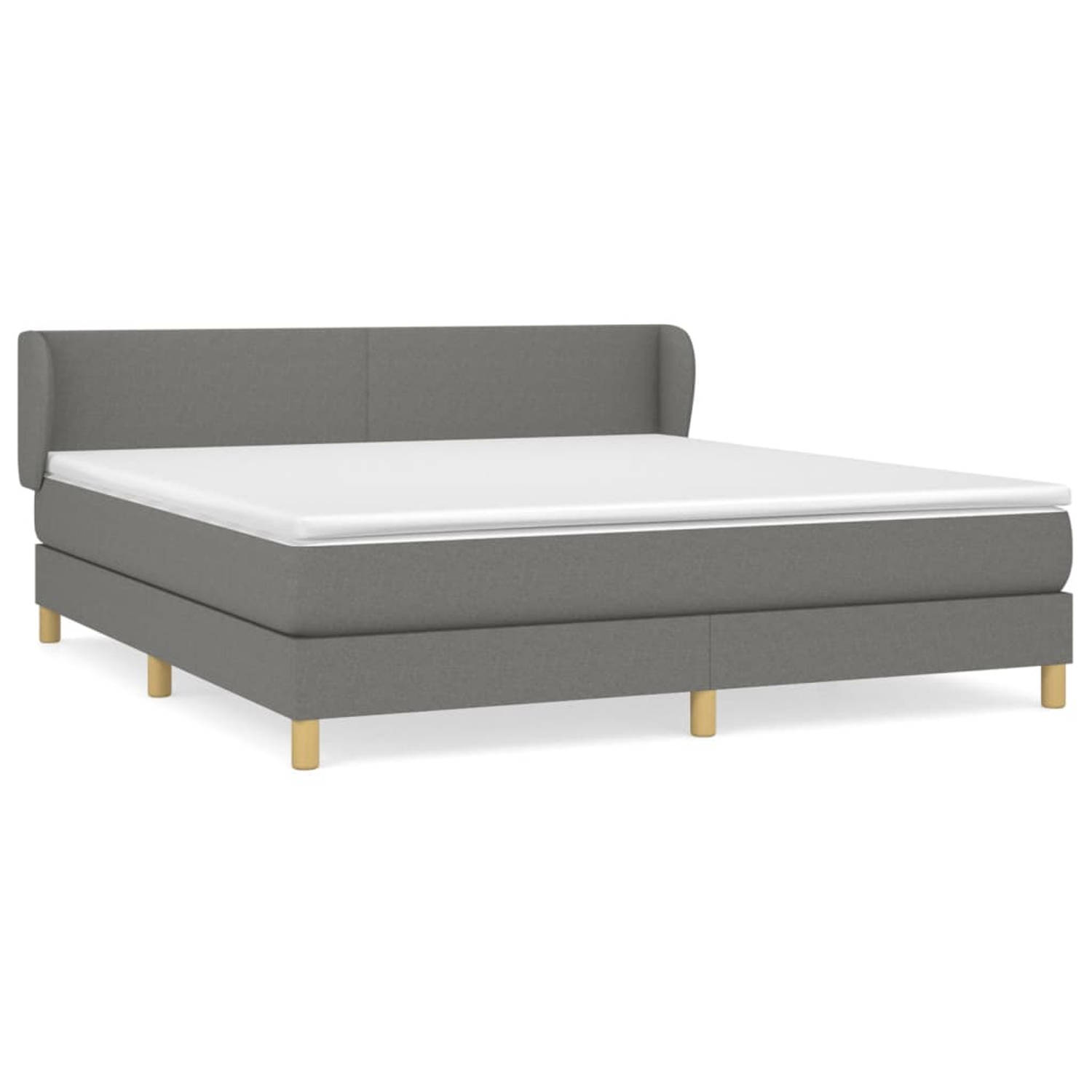 The Living Store Boxspring met matras stof donkergrijs 180x200 cm - Bed