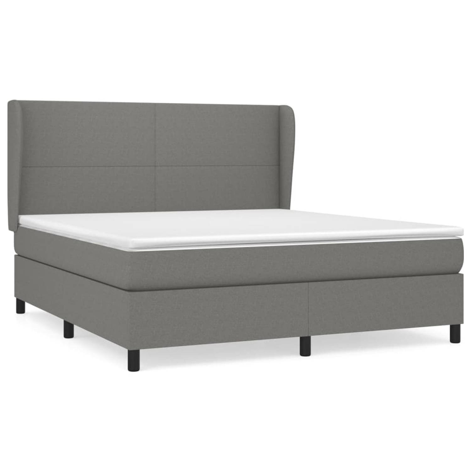 The Living Store Boxspring met matras stof donkergrijs 160x200 cm - Bed