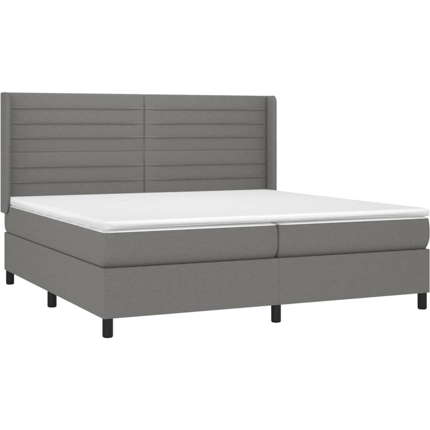 The Living Store Boxspringbed - Serene - Bed - 203 x 203 x 128 cm - Donkergrijs - Pocketvering