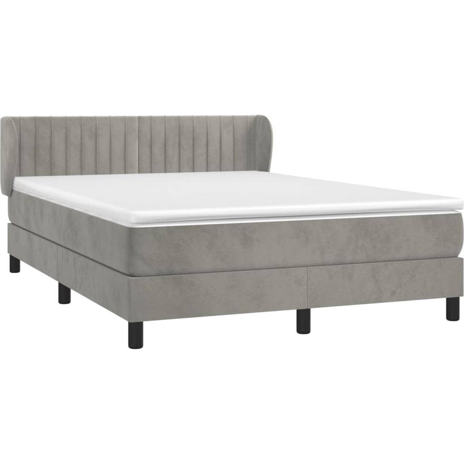 The Living Store Boxspringbed - Bed - 193 x 147 x 78/88 cm - Lichtgrijs Fluweel