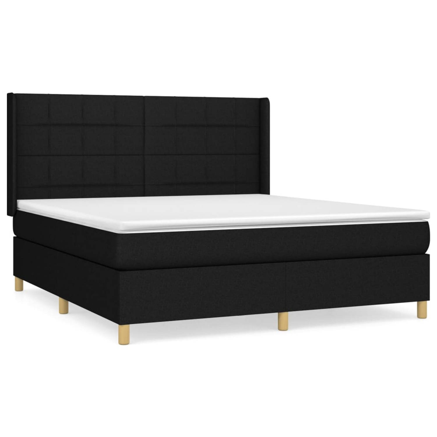 The Living Store Boxspring Bed - Zwart - 160 x 200 cm - Pocketvering Matras - Middelharde Ondersteuning - Huidvriendelijk Topmatras