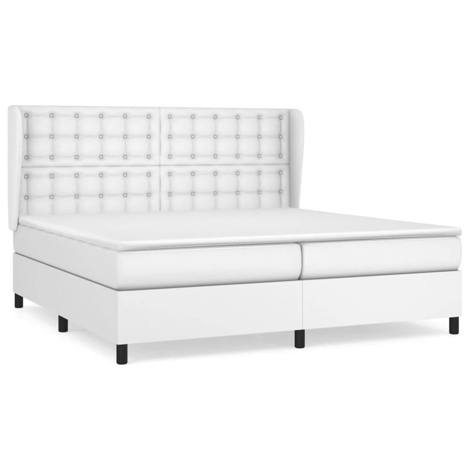 The Living Store Boxspring met matras kunstleer wit 200x200 cm - Bed