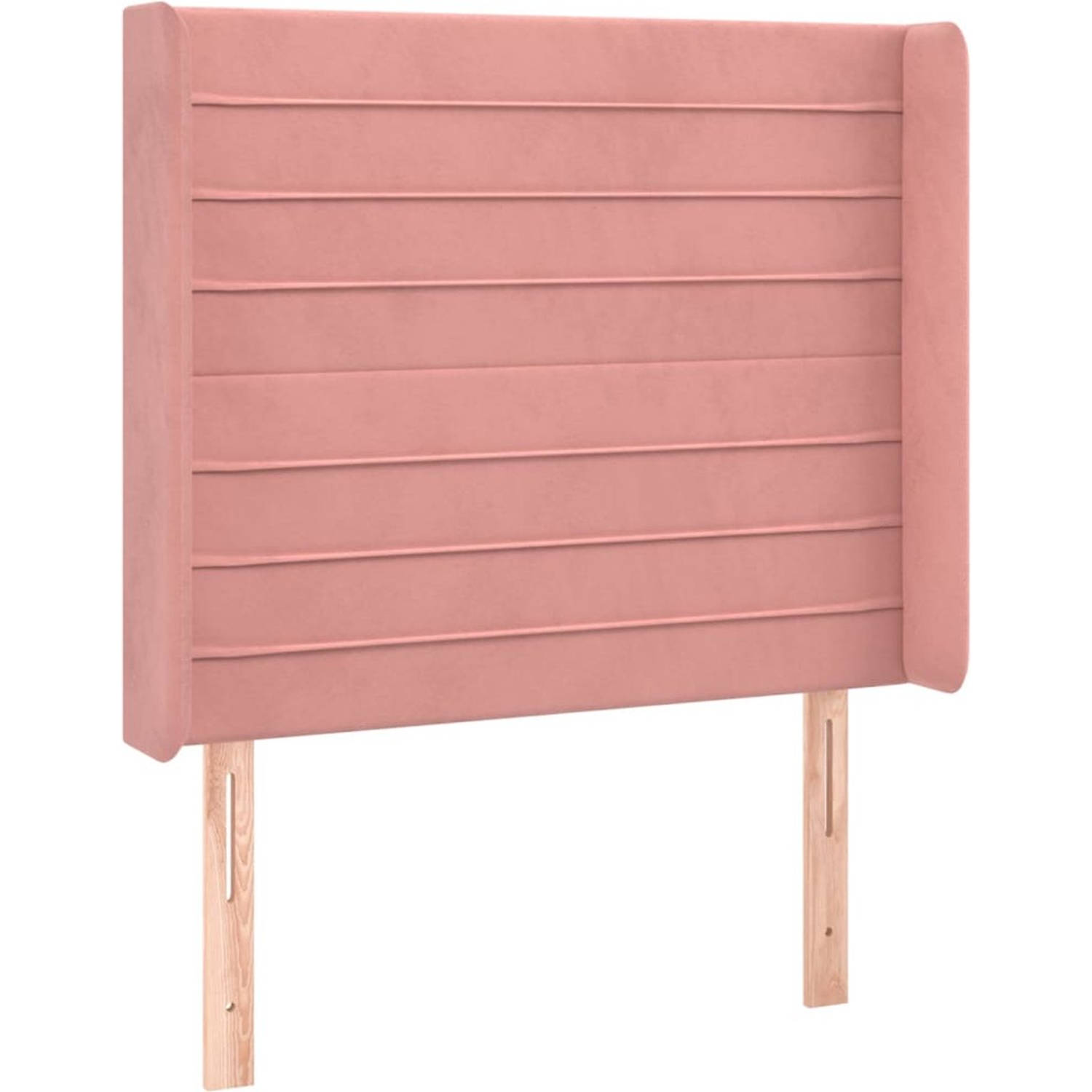 The Living Store Bed Boxspring - Roze Fluweel - 203 x 103 x 118/128 cm - Hoofdbord verstelbaar - Kleurrijke LED - Pocketvering matras - Huidvriendelijk topmatras - Incl - montageha