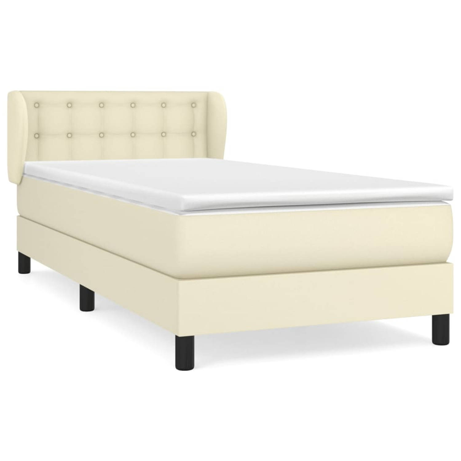 The Living Store Boxspring met matras kunstleer crèmekleurig 90x200 cm - Boxspring - Boxsprings - Bed - Slaapmeubel - Boxspringbed - Boxspring Bed - Tweepersoonsbed - Bed Met Matra