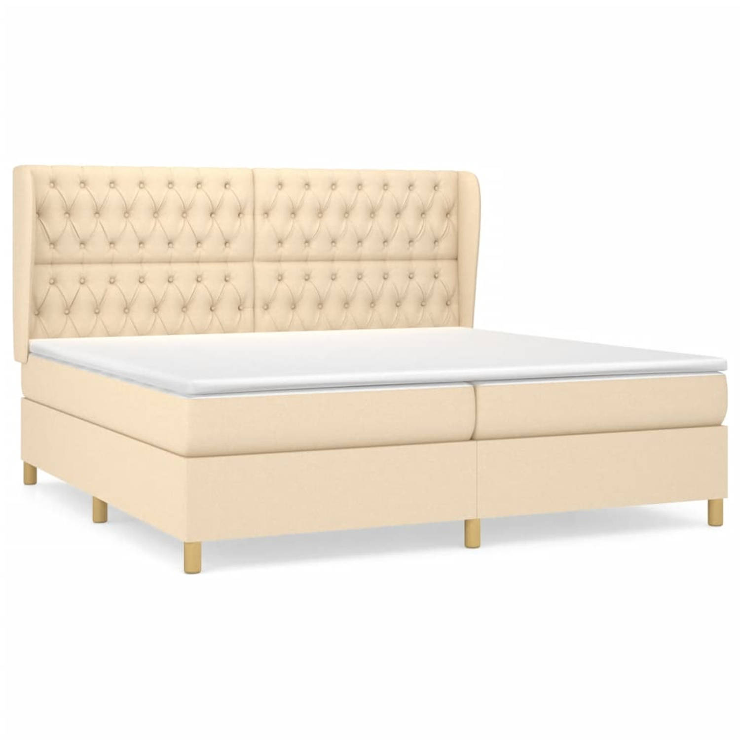 The Living Store Boxspring met matras stof crèmekleurig 200x200 cm - Boxspring - Boxsprings - Bed - Slaapmeubel - Boxspringbed - Boxspring Bed - Tweepersoonsbed - Bed Met Matras -