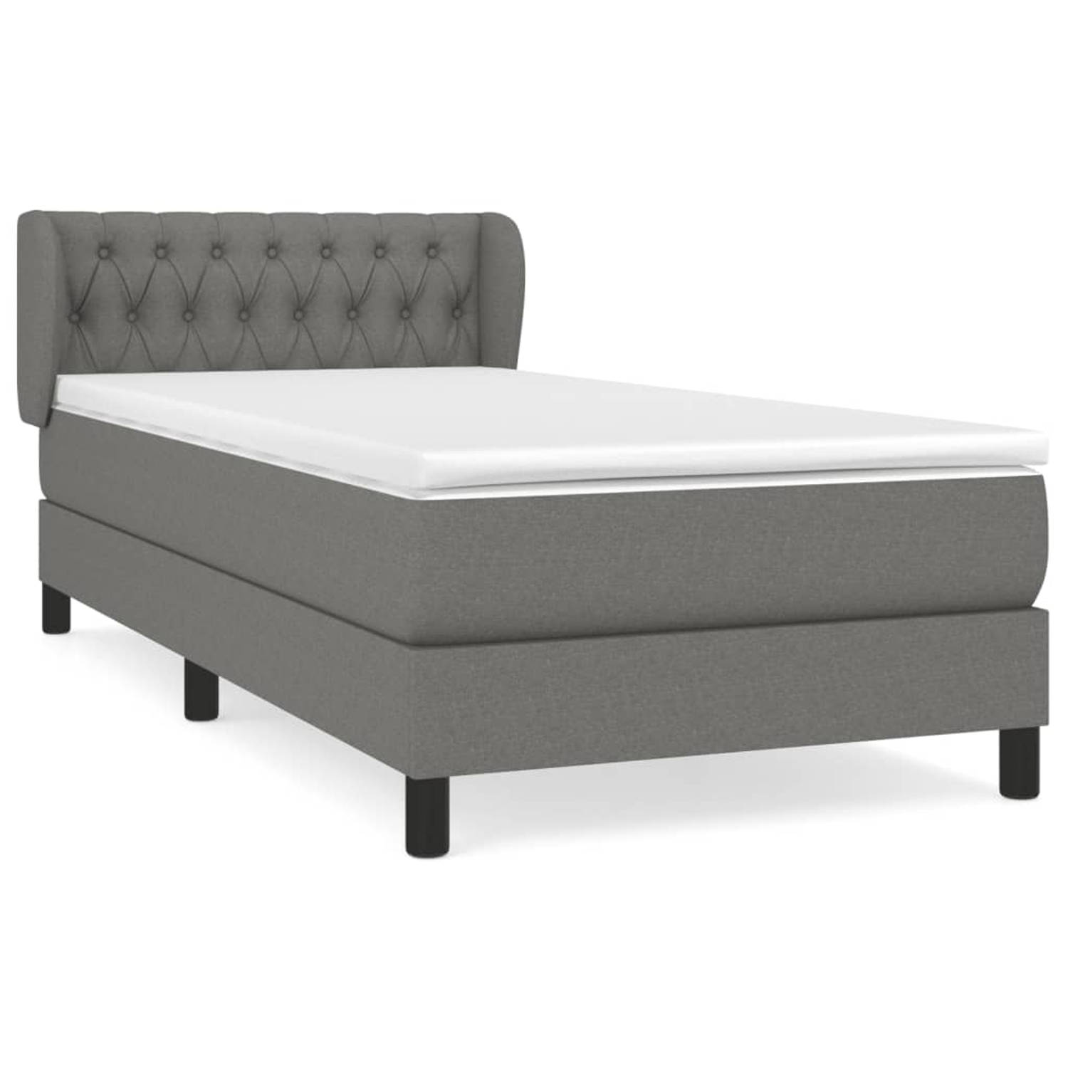 The Living Store Boxspring met matras stof donkergrijs 100x200 cm - Bed